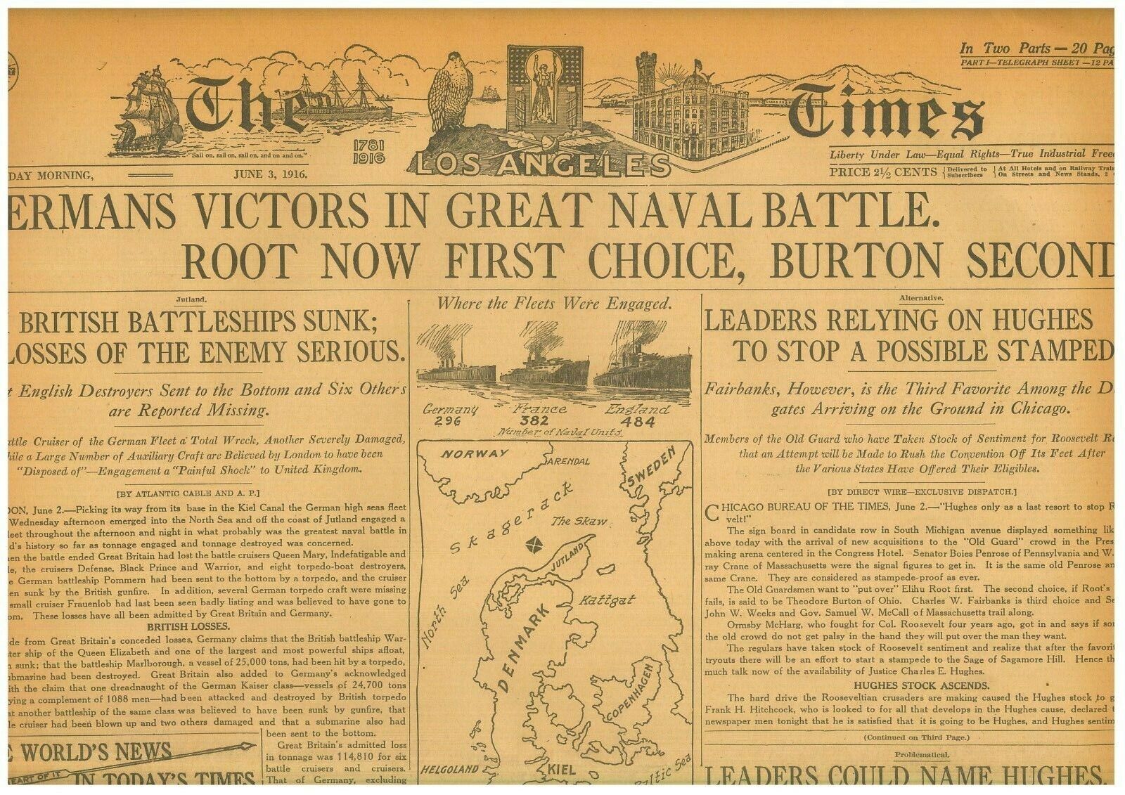 BATTLE OF JUTLAND-GERMAN  VICTORY 14 BRITISH SHIPS SUNK JUNE 4 1916  B37