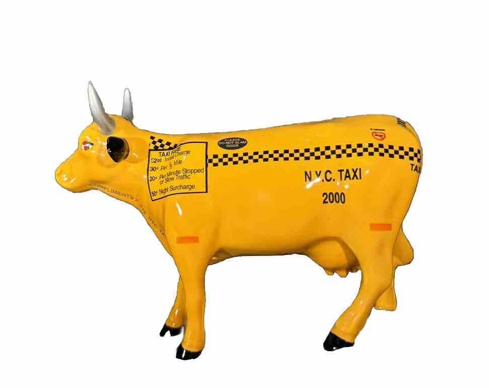 Rare Cow Parade NYC \'Taxi Cow\' #9160 Retired Hard To Find 2001 Edition In Box