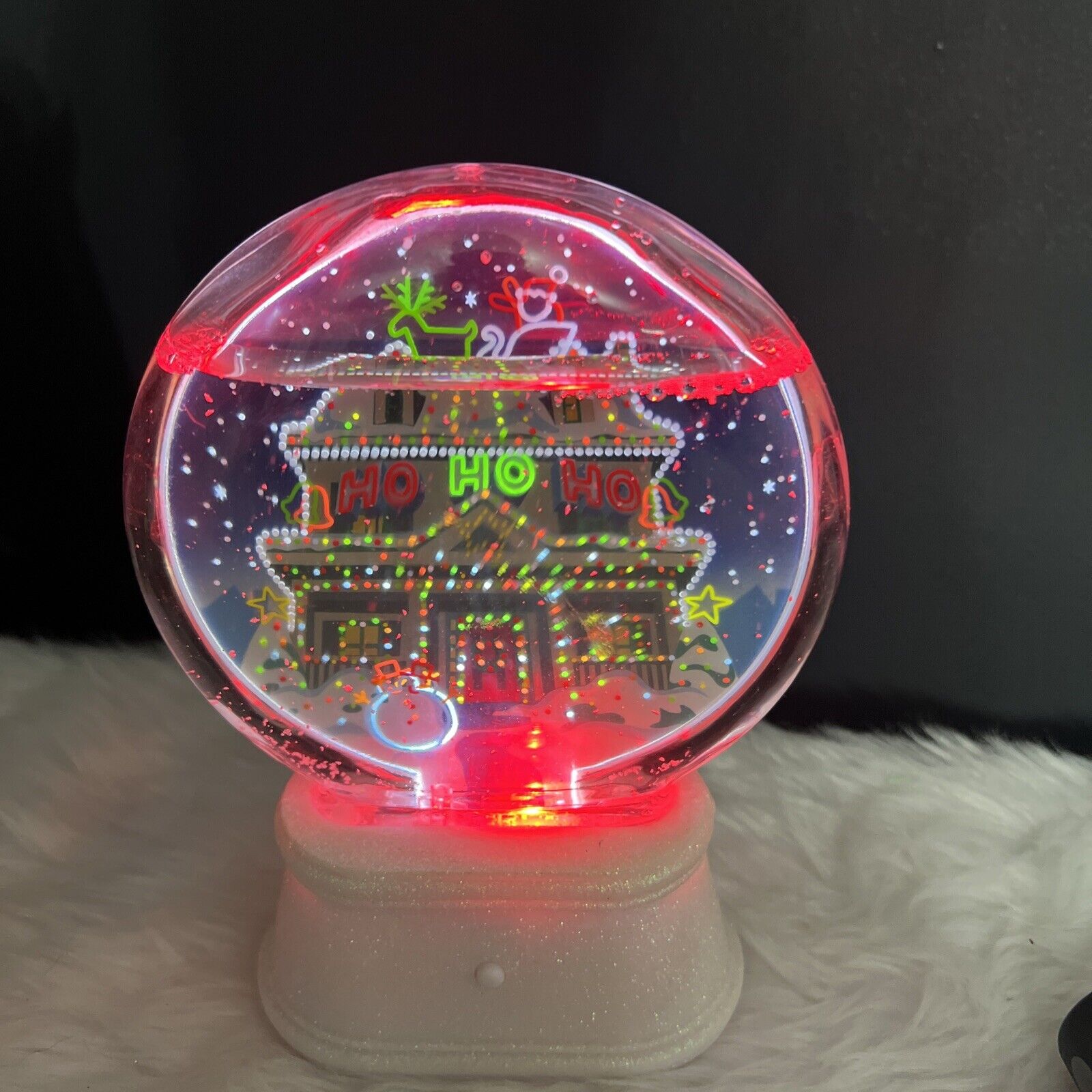 HALLMARK  DANCING LIGHTS HOLIDAY HOUSE LIGHTED WATER GLOBE COLOR CHANGING RARE