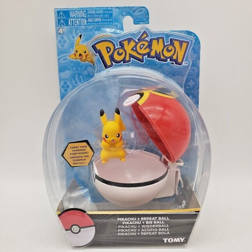 POKEMON Pikachu Figure & Repeat Ball Carrying Case (T18656) Tomy SEALED