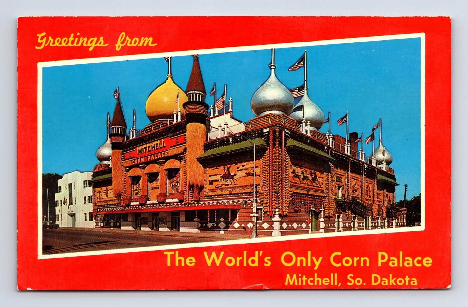 Greetings from World's Only Corn Palace Mitchell South Dakota SD Postcard