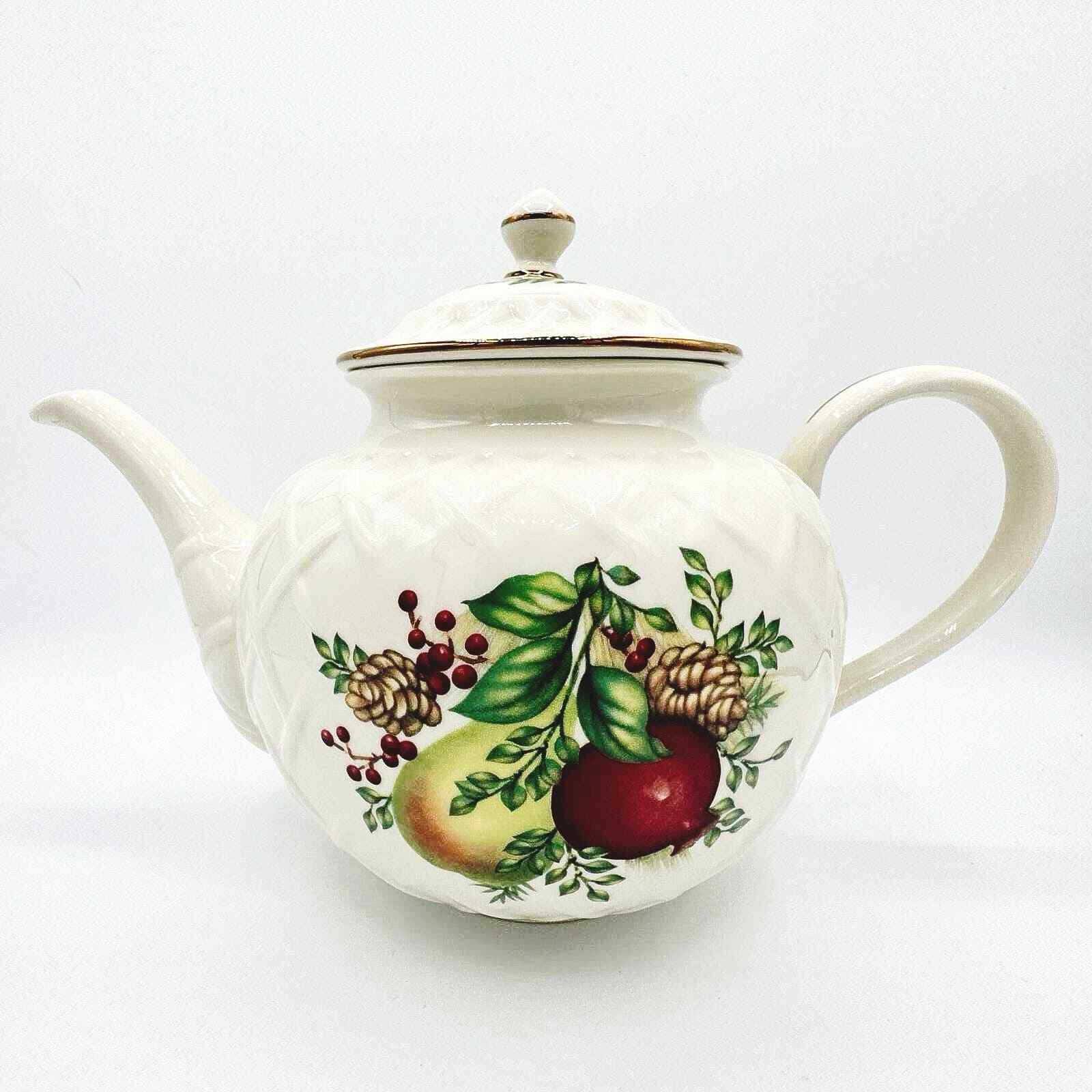 Lenox Williamsburg Boxwood and Pine Carved Teapot
