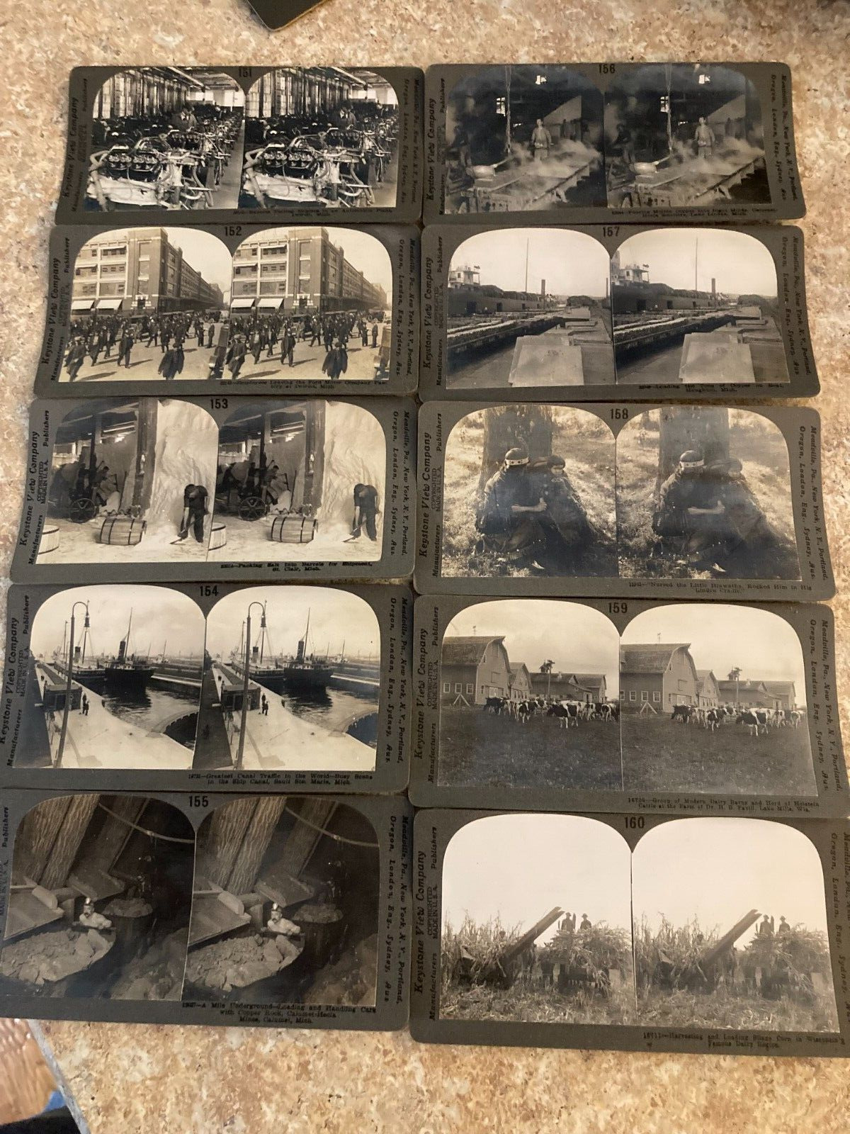 Keystone View Company - 25 consecutive stereoview cards, 151 to 175