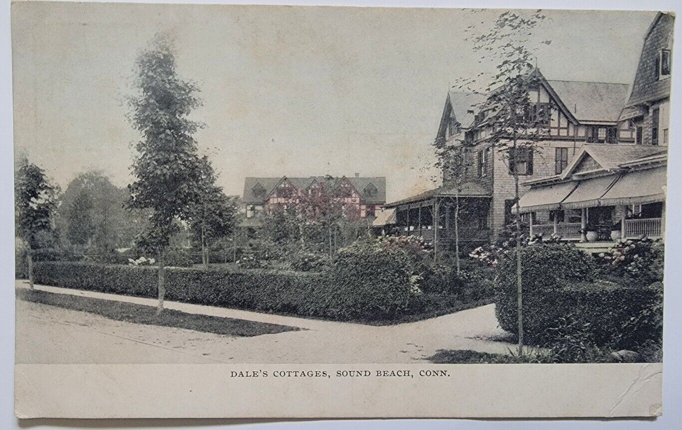 Dale\'s Cottages Sound Beach CT Connecticut Postcard 1910s RARE
