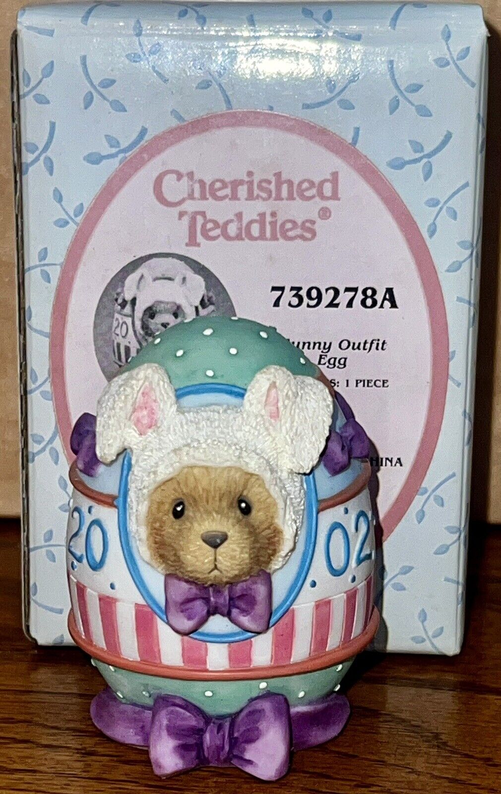 RARE VTG Cherished Teddies Bunny Outfit Egg Dated 2002 #739278A NEW UNDISPLAYED