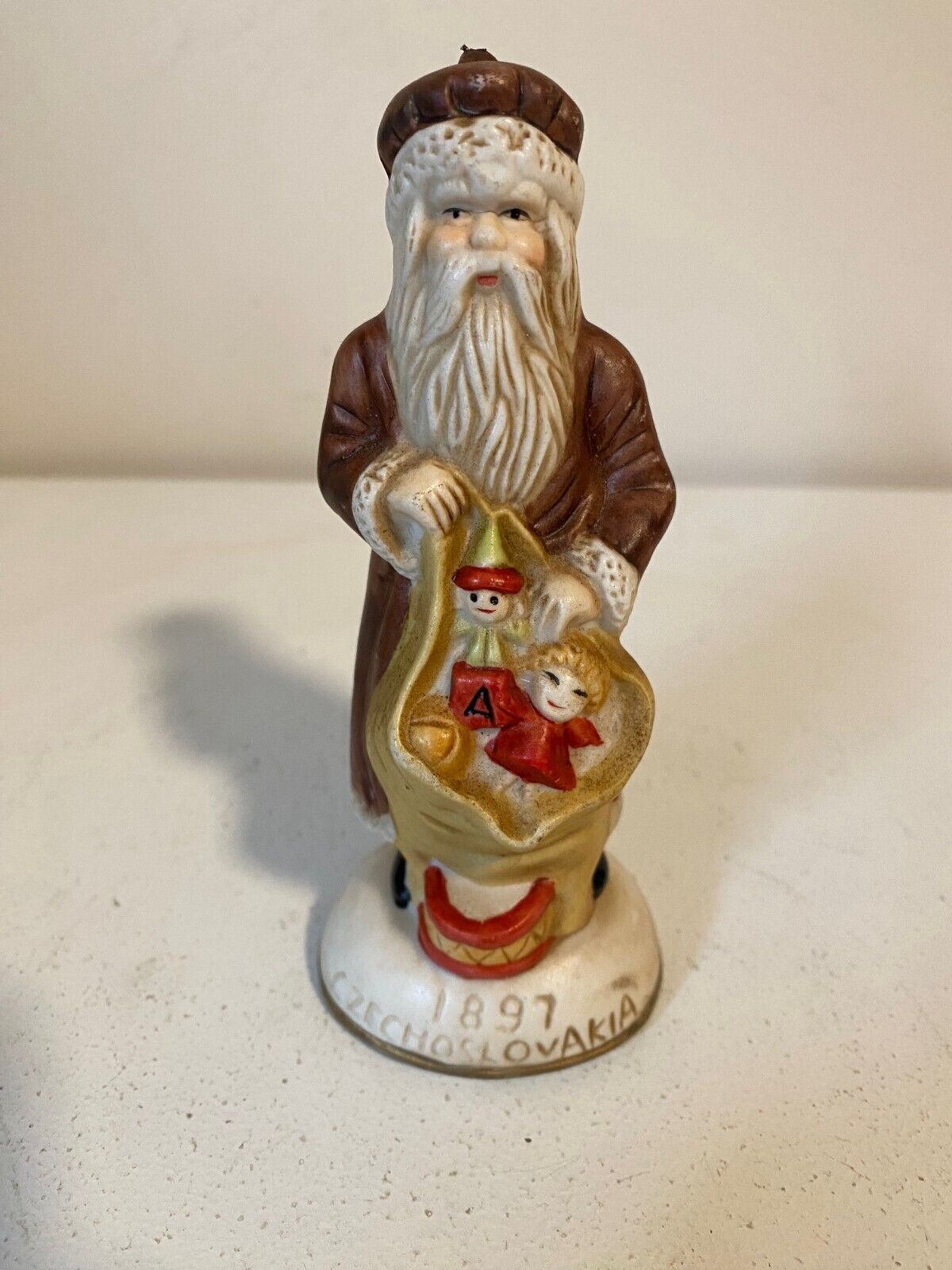 1897 Czechoslavakia Porcelain Santa Claus Christmas Ornament