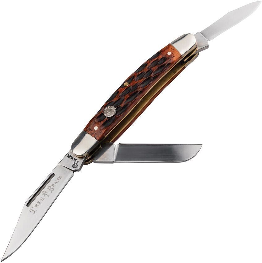 Boker Traditional Series Stockman Pocket Knife D2 Steel Blades Brown Bone Handle