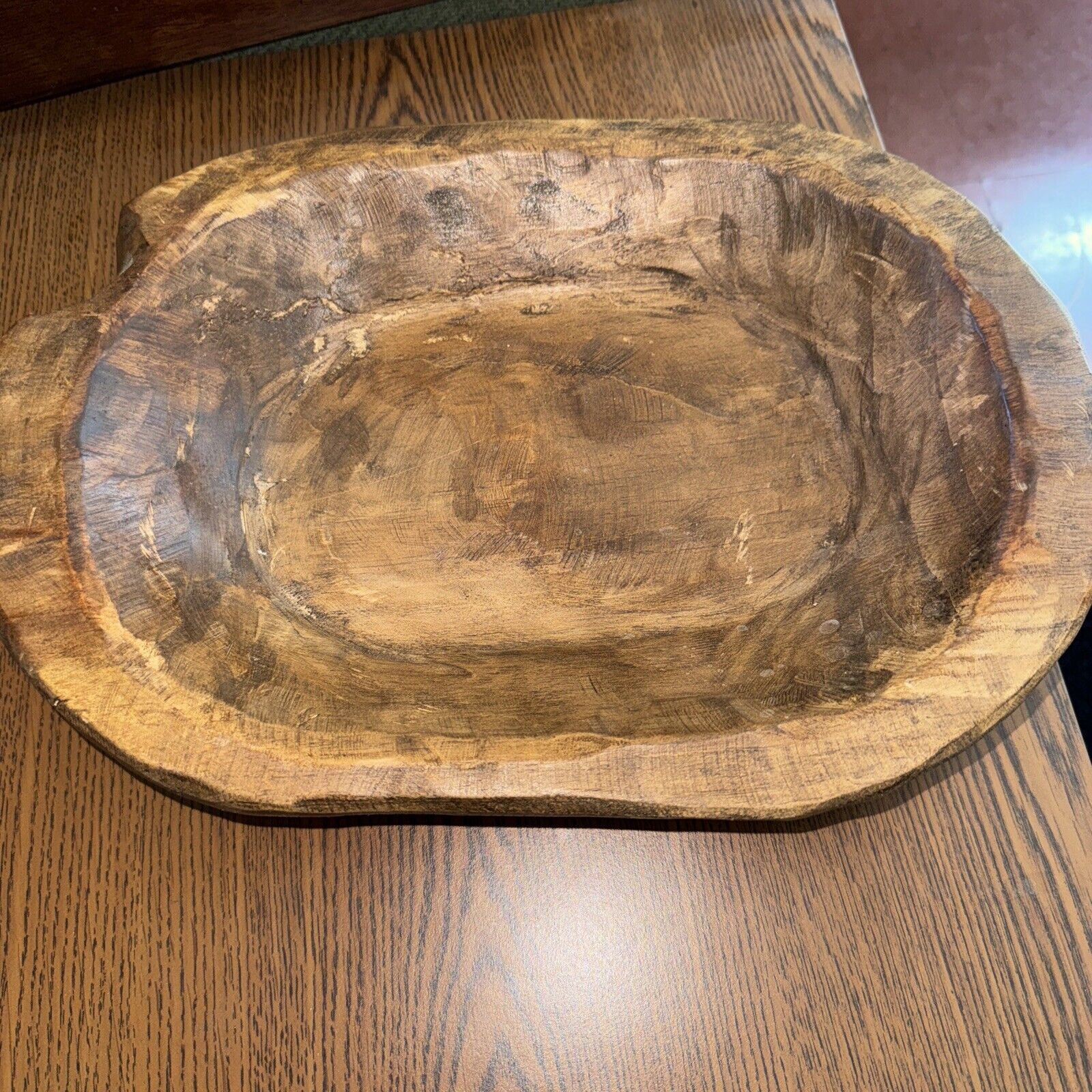 Vintage Handcarved Wooden Bread Oval Dough Bowl 12x8
