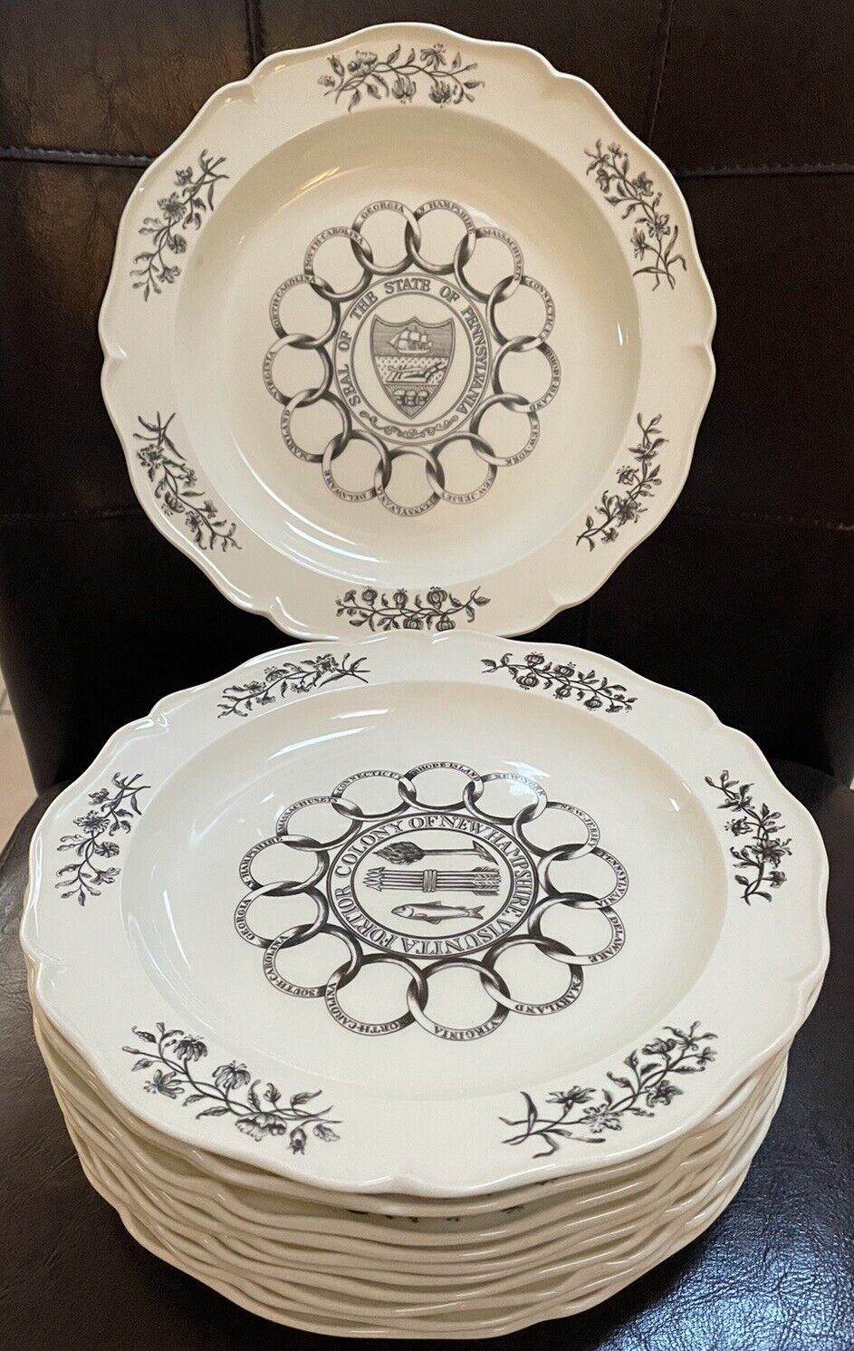 Wedgwood 1 Edition Colonial Williamsburg State Plates c1975 Complete Set Of 13