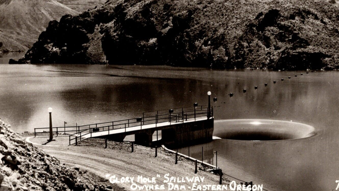 RPPC Glory Hole Spillway Owyhee Dam Eastern Oregon Real Photo VINTAGE Postcard