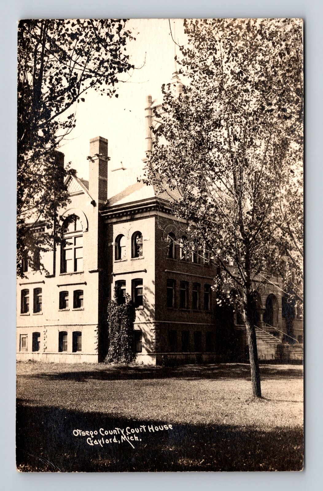 Gaylord MI-Michigan, RPPC, Otsego County Courthouse, Antique Vintage Postcard