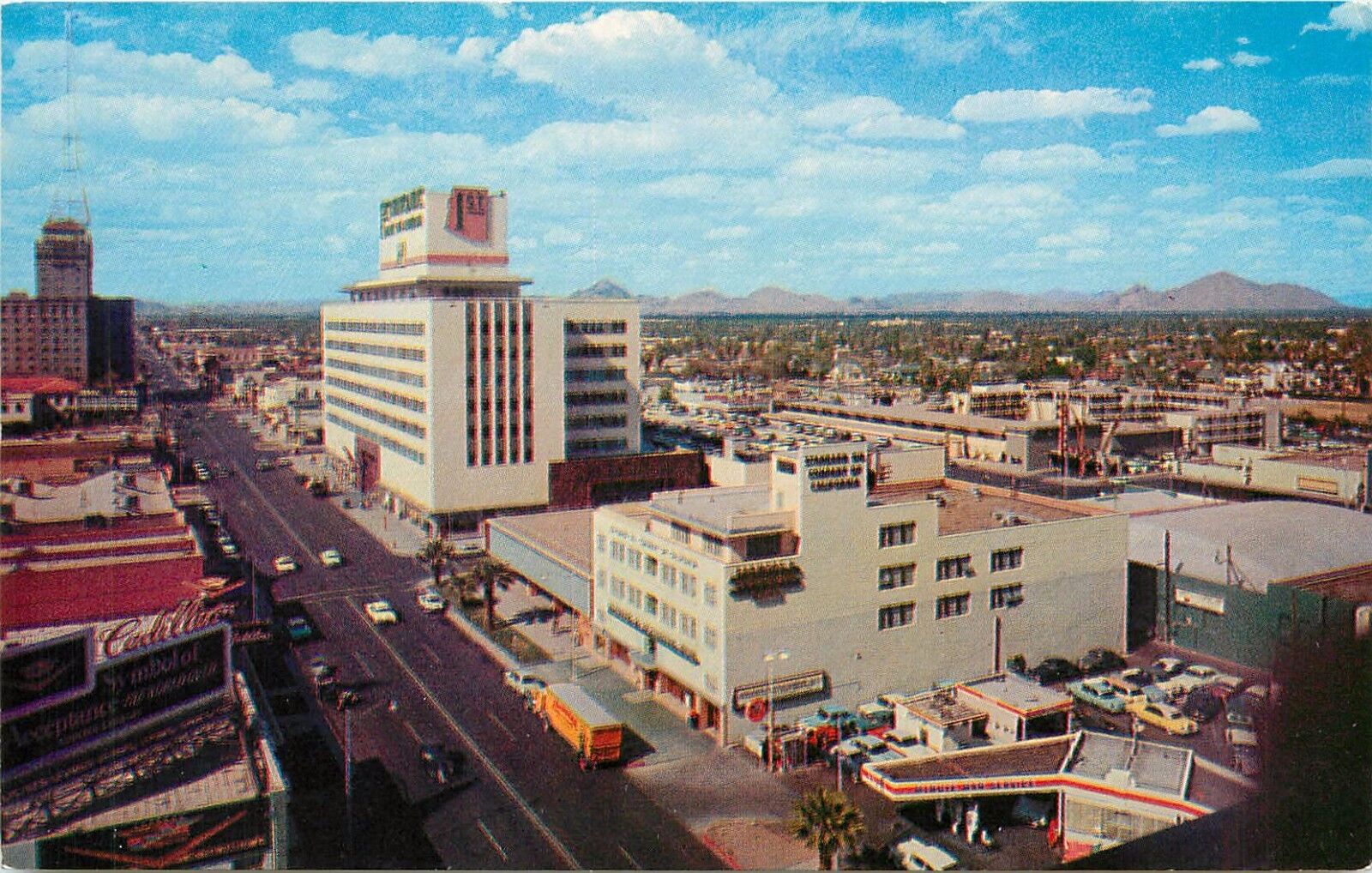 North Central Ave Phoenix Arizona AZ Cadillac Car Advertisement Postcard