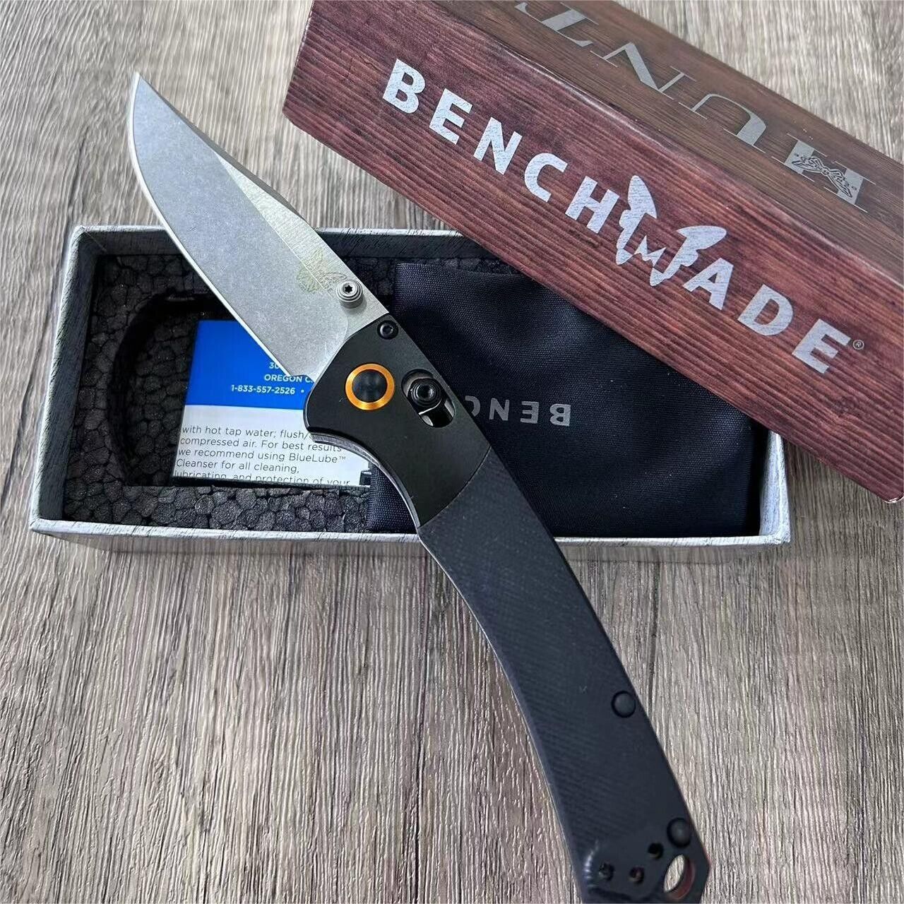 BENCHMADE Mini Crooked River 15085-2 Black Hunting Folding Knife S30V Blade