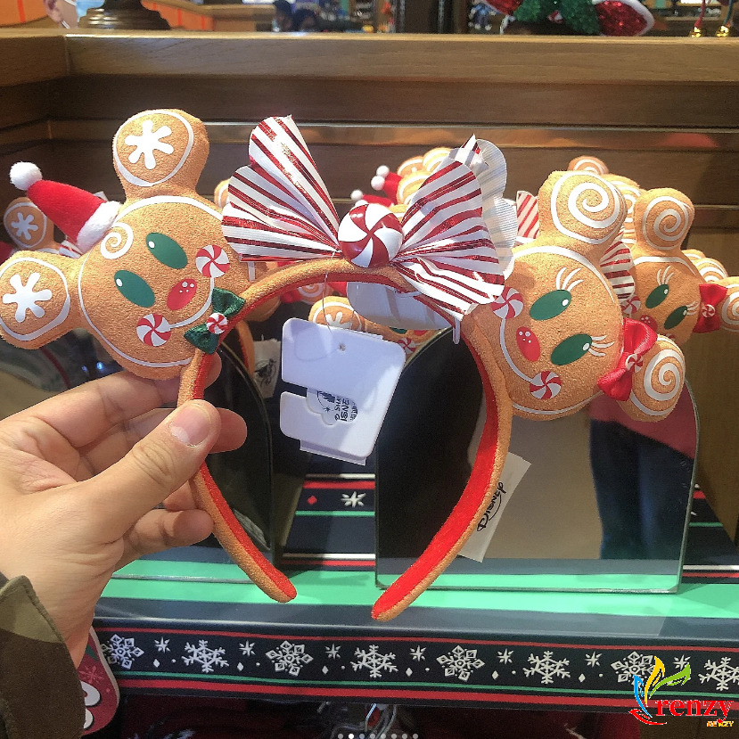 Disney Parks Christmas Holiday Gingerbread Ears Headband Mickey Minnie