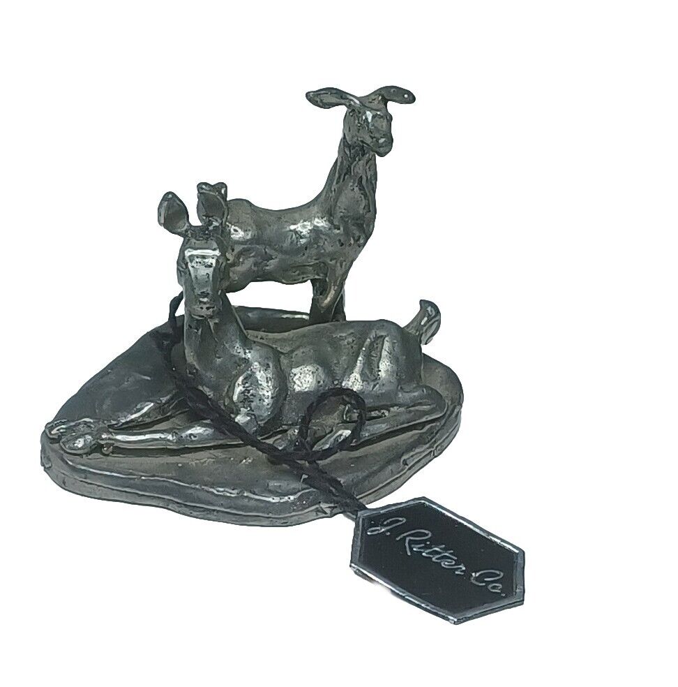  Miniature Pewter Figurine Deer By J Ritter Co. Hand Crafted Of America Puter 