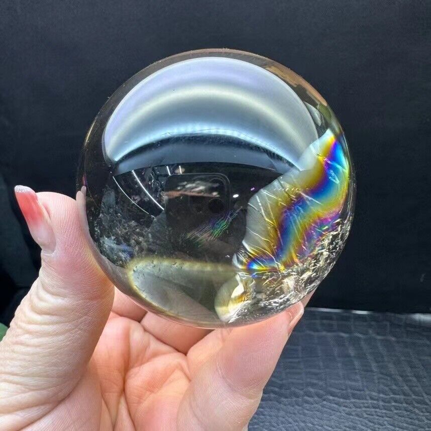 370g Unique Natural White Clear Quartz Handmade Crystal Sphere Healing.1069