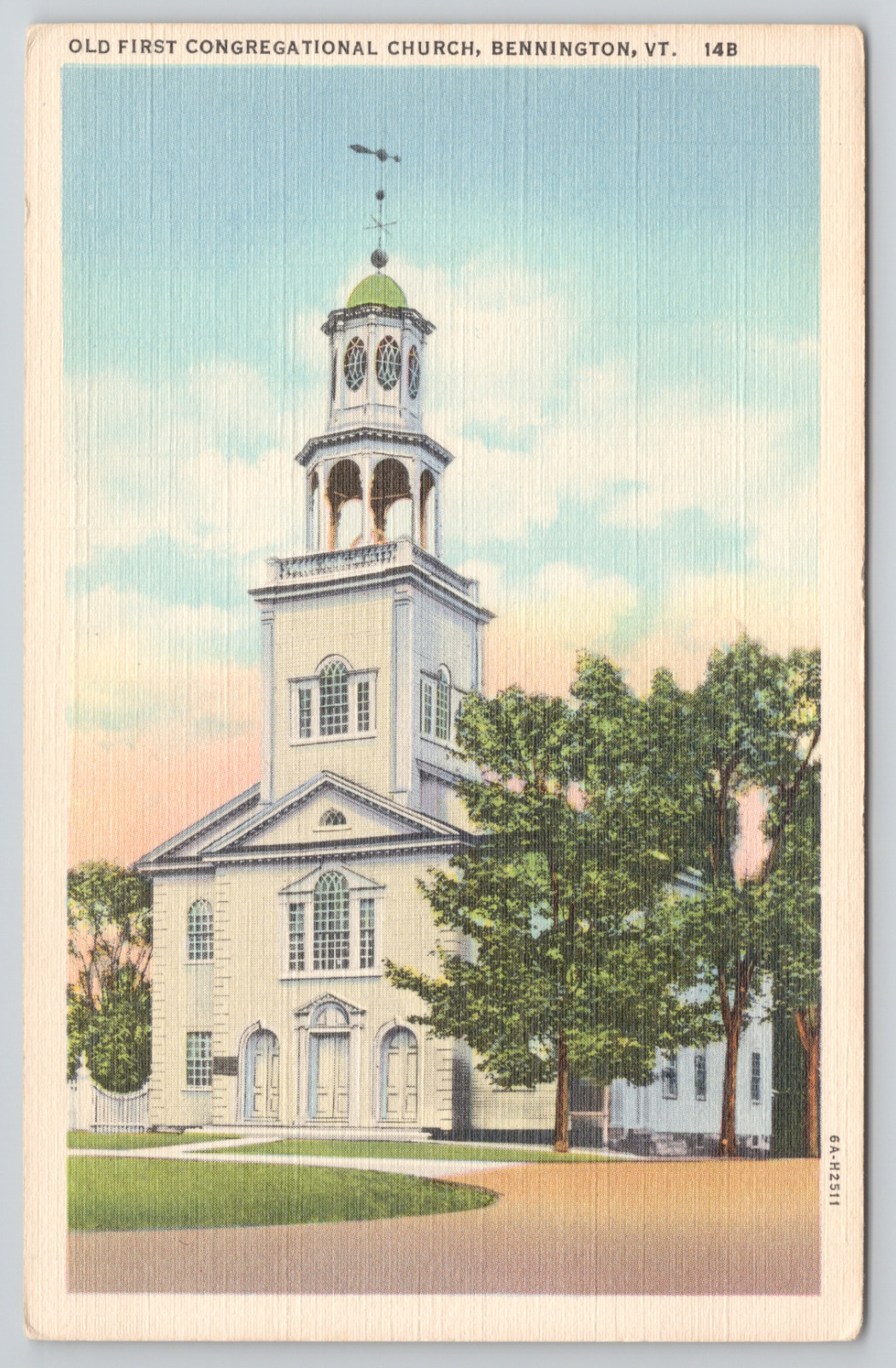 Bennington Vermont Old First Congressional Church Linen Postcard
