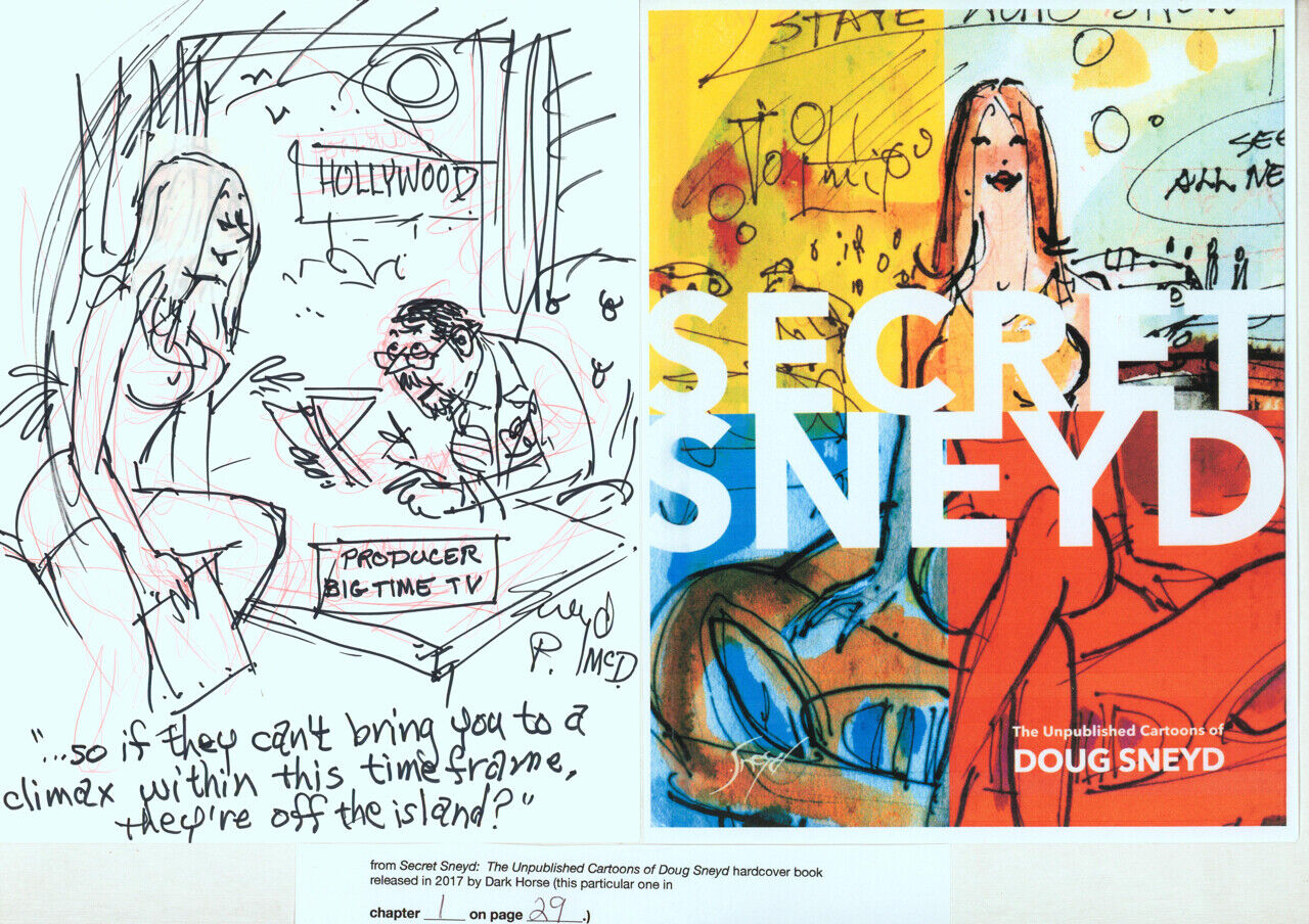 Doug Sneyd Signed Original Art Playboy Gag Rough Sketch Published / Secret Sneyd