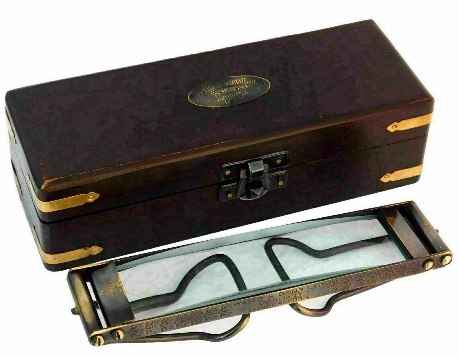 Antique Vintage Maritime Brass Magnifying Glass Standing Magnifier W/Set 20 pcs