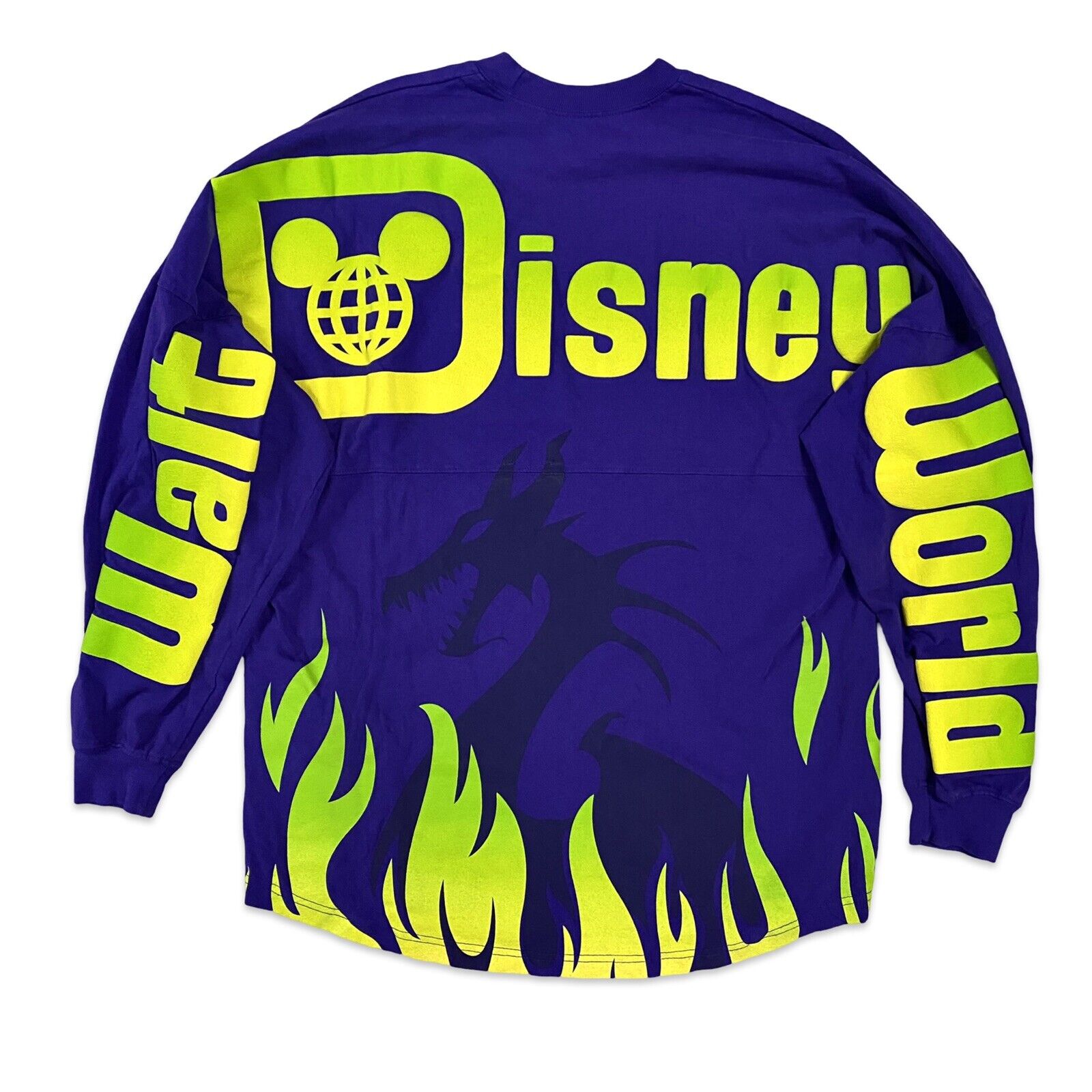HTF Walt Disney World Maleficent Dragon Villans Purple Flames Spirit Jersey Sz M
