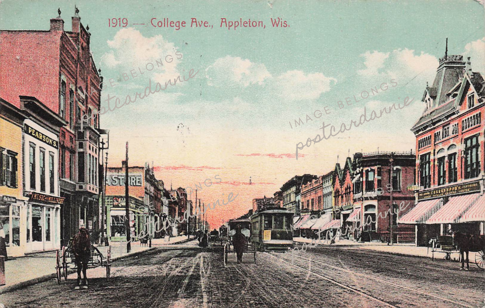 Appleton WI Wisconsin Main Street College Ave Downtown c1910 Vtg Postcard E28