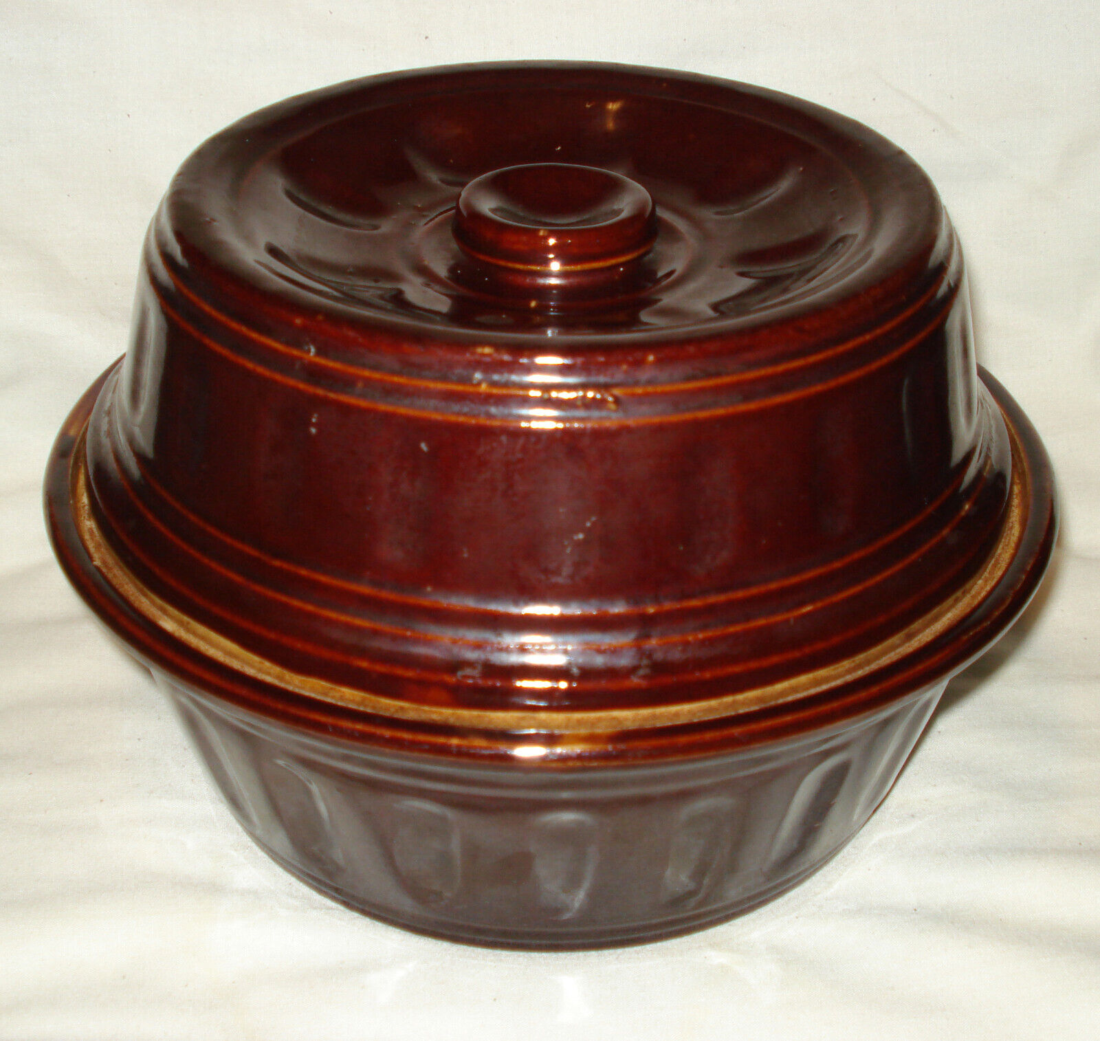 Vintage UAS Brown Glazed Stoneware Pottery USA Covered Baking Dish Casserole Lid