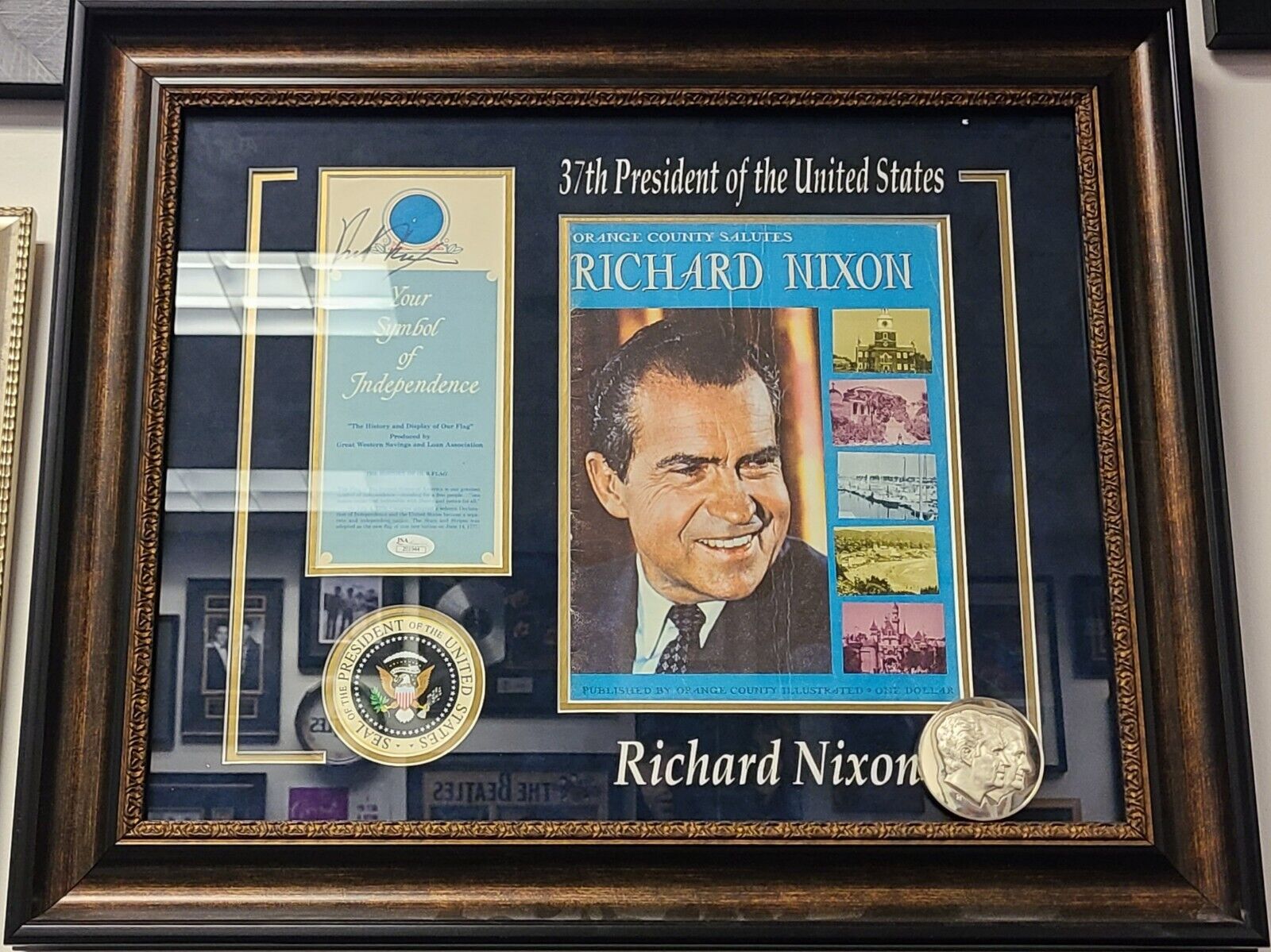 President Richard Nixon Signed Collage Custom Framed COA JSA