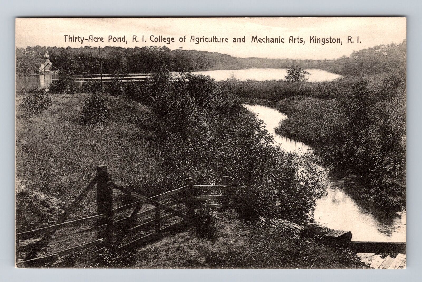 Kingston RI-Rhode Island, College of Ag Thirty Acre Pond Vintage Postcard
