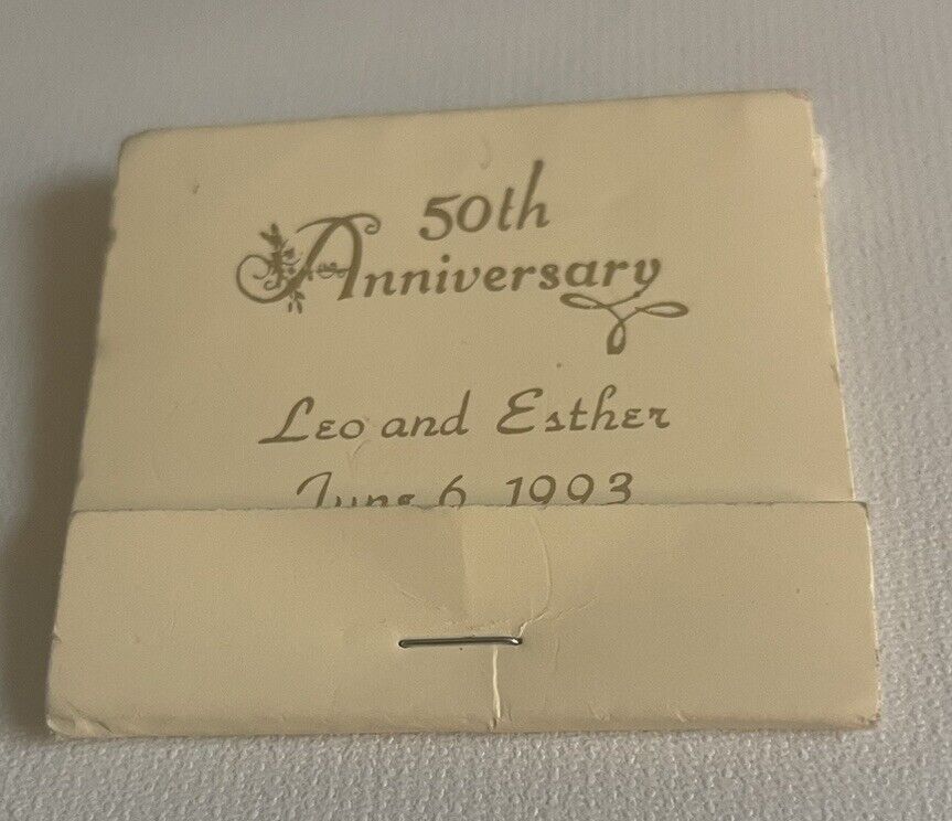 Vintage 1993 50th Anniversary Leo and Esther. Large  Matchbook Full Unstruck