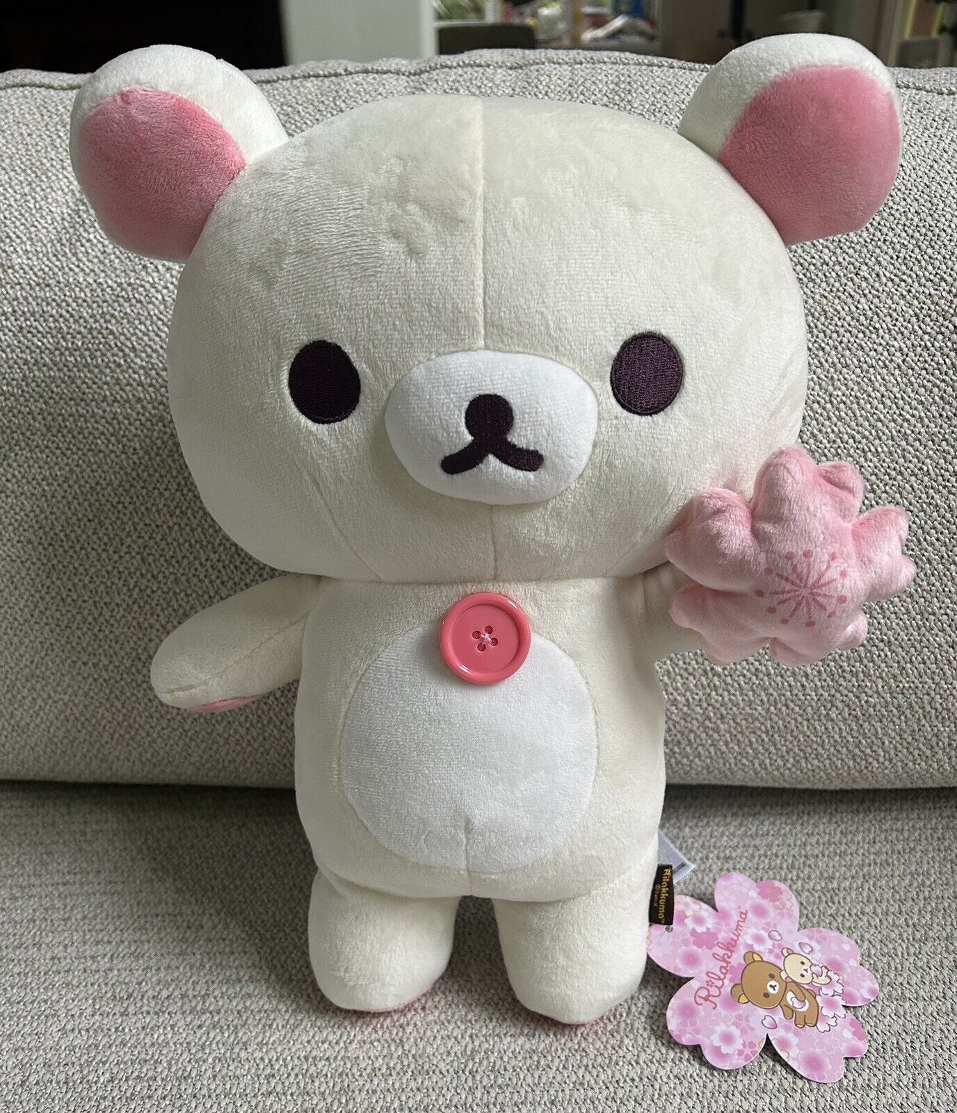 San-X Korilakkuma Cherry Blossom Plush 14” Large Stuffed Animal Teddy Bear NWT
