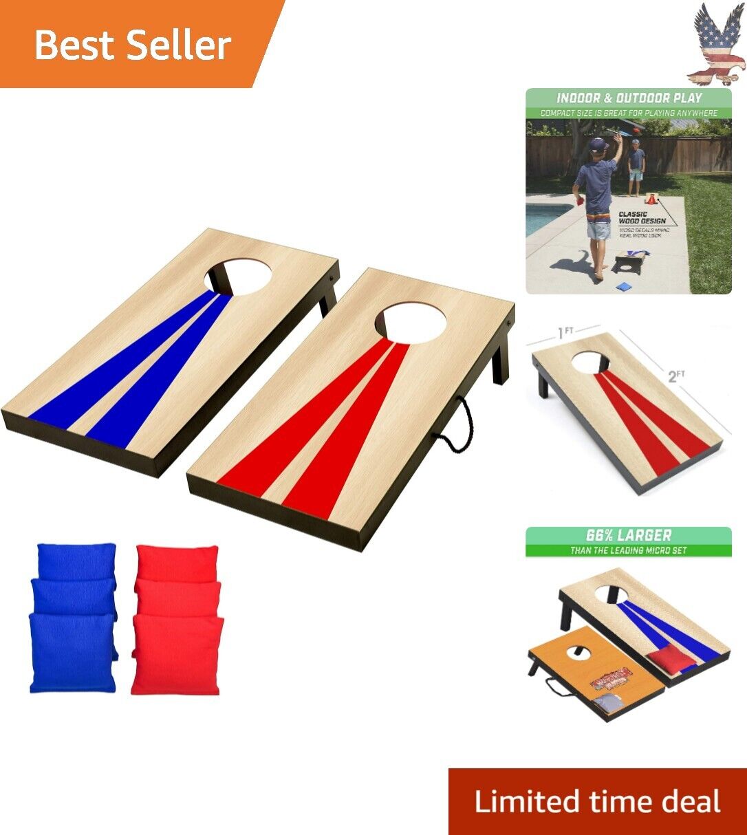 Premium Wood Cornhole Game Set - 2 Boards, 6 Bean Bags - Indoor & Outdoor Fun