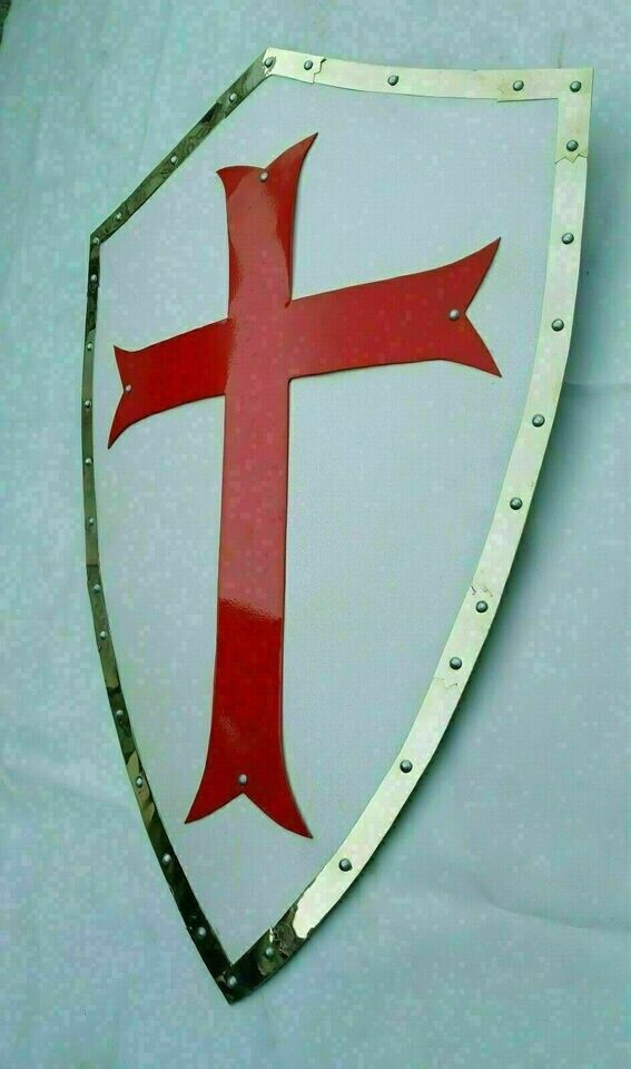 Medieval Knight Viking Templar red Cross Shield larp Reproduction Shield Gift