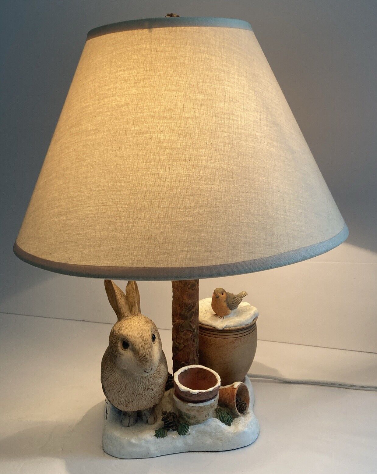 Hallmark Marjolein Bastin table lamp Rabbit, Bird, Pots Retired Tested