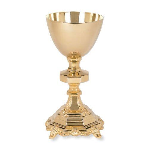 Stratford Chapel Gold Tone Traditional Chalice and Paten Set, 9 1/2 Inch