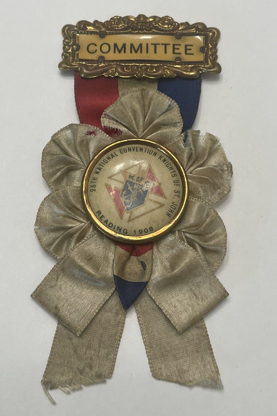 Antique 1908 Knights of St John Medal & Ribbon 28th Annual Convention Committee