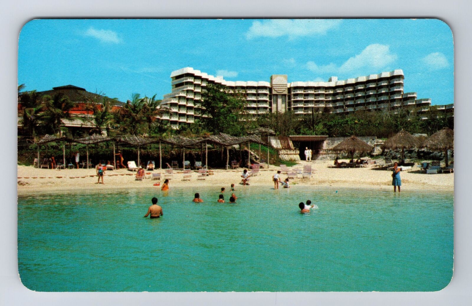 Cozumel Mexico, Hotel Sol Caribe, Beach, Advertising Vintage Souvenir Postcard