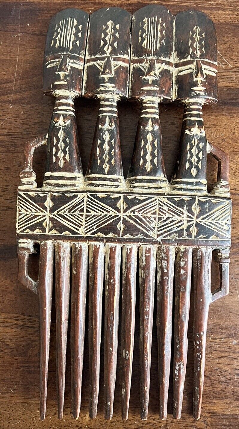 Vintage African Wood Comb Ashanti Ghana Large: 17” x 8.25”
