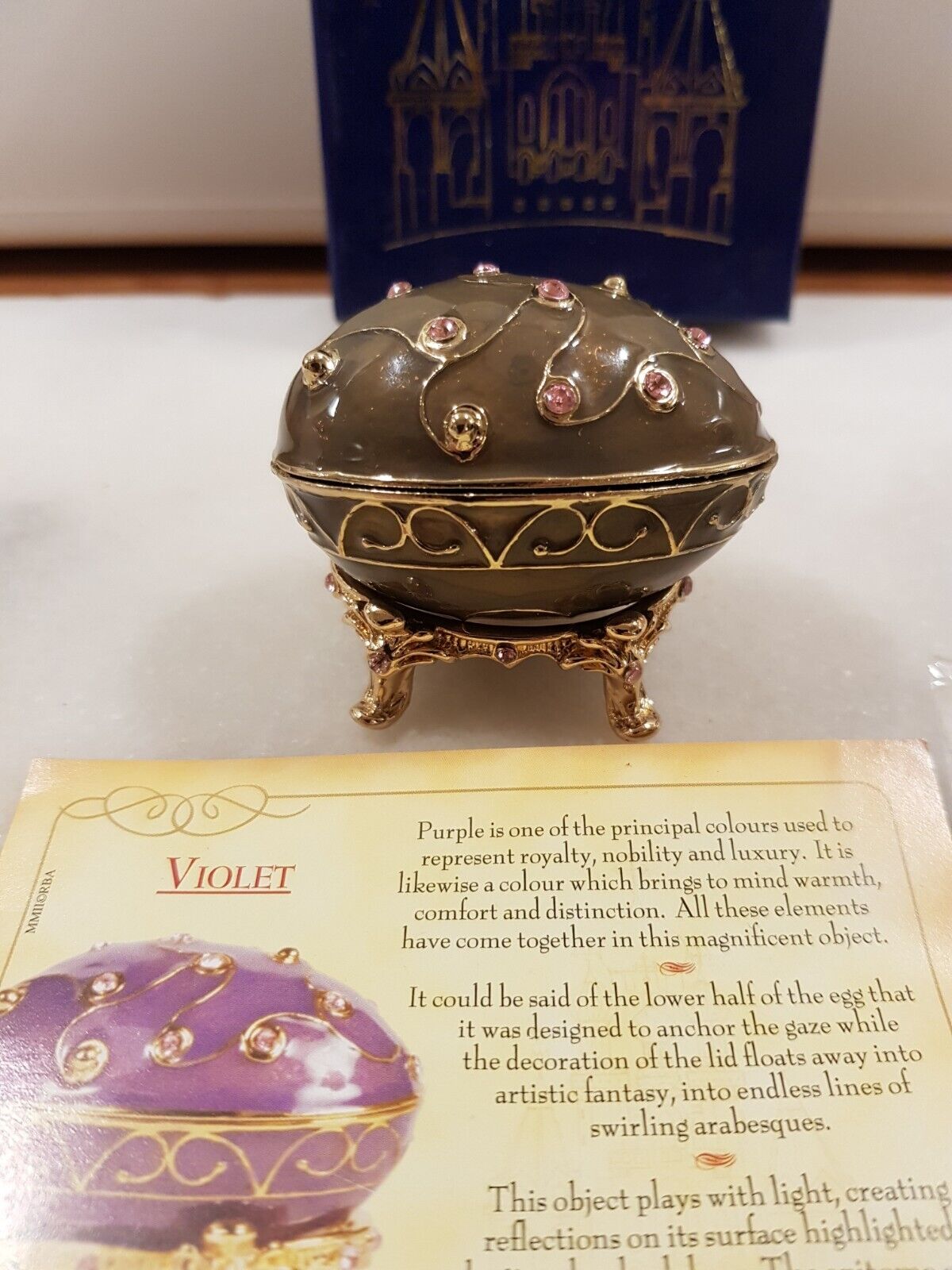 Atlas Faberge Egg Violet  With Certificate and Spoon Boxed