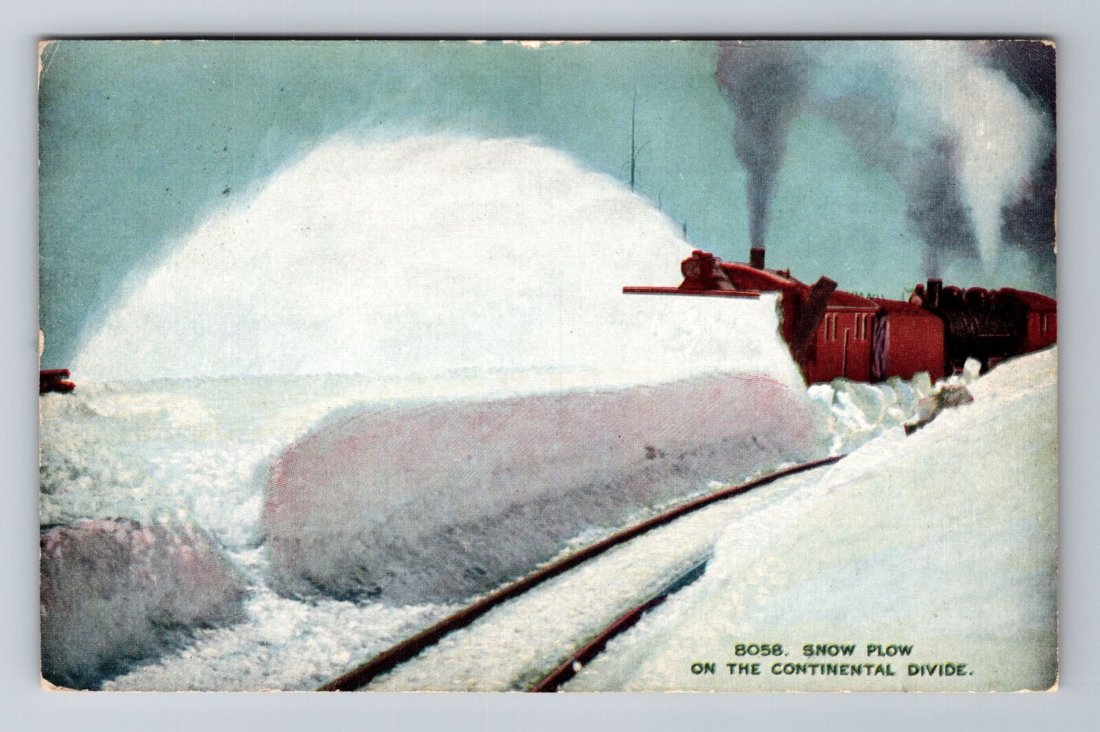 Continental Divide CO-Colorado, Snowplowing Train, Vintage c1911 Postcard