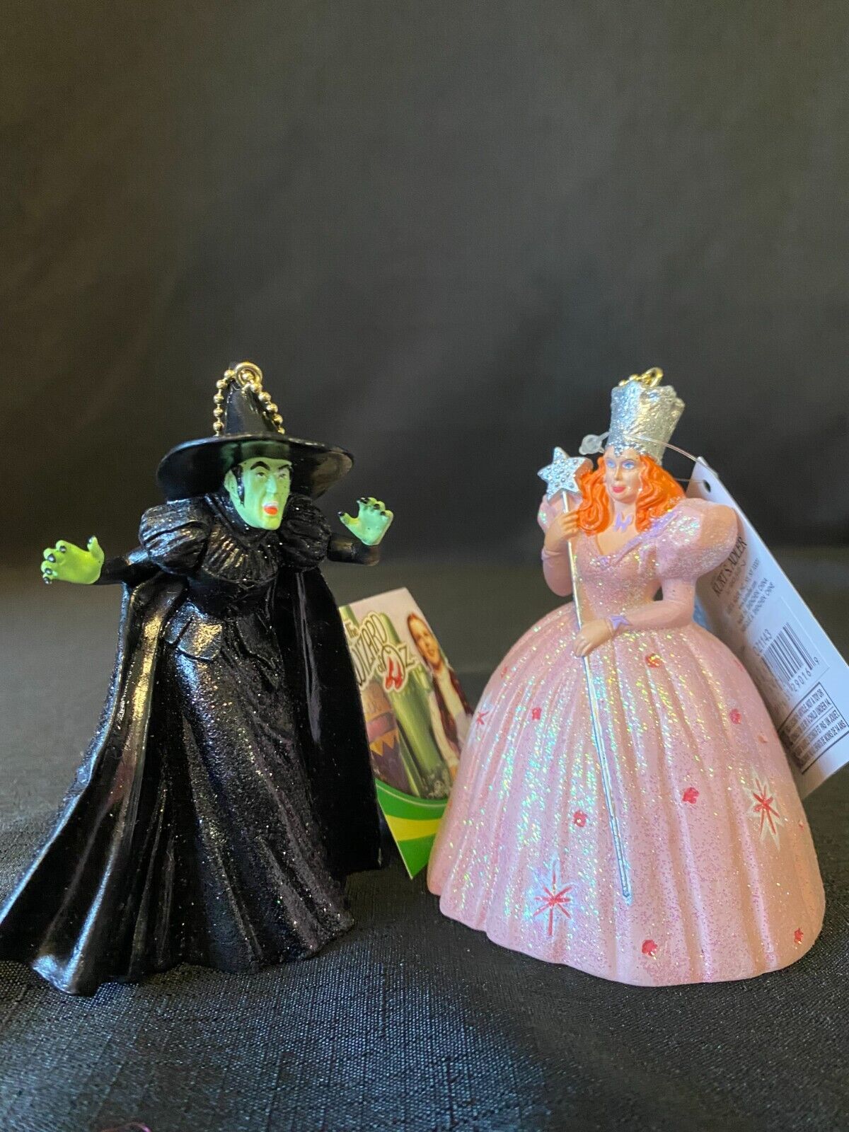 Wizard Of Oz Kurt Adler Wicked Witch & Glinda Ornament Set 2 Christmas NEW