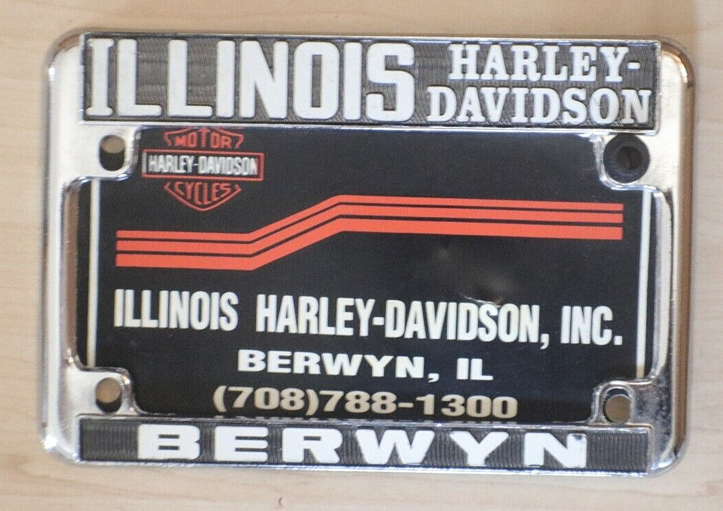 vintage illinois harley davidson berwyn IL chrome license plate frame