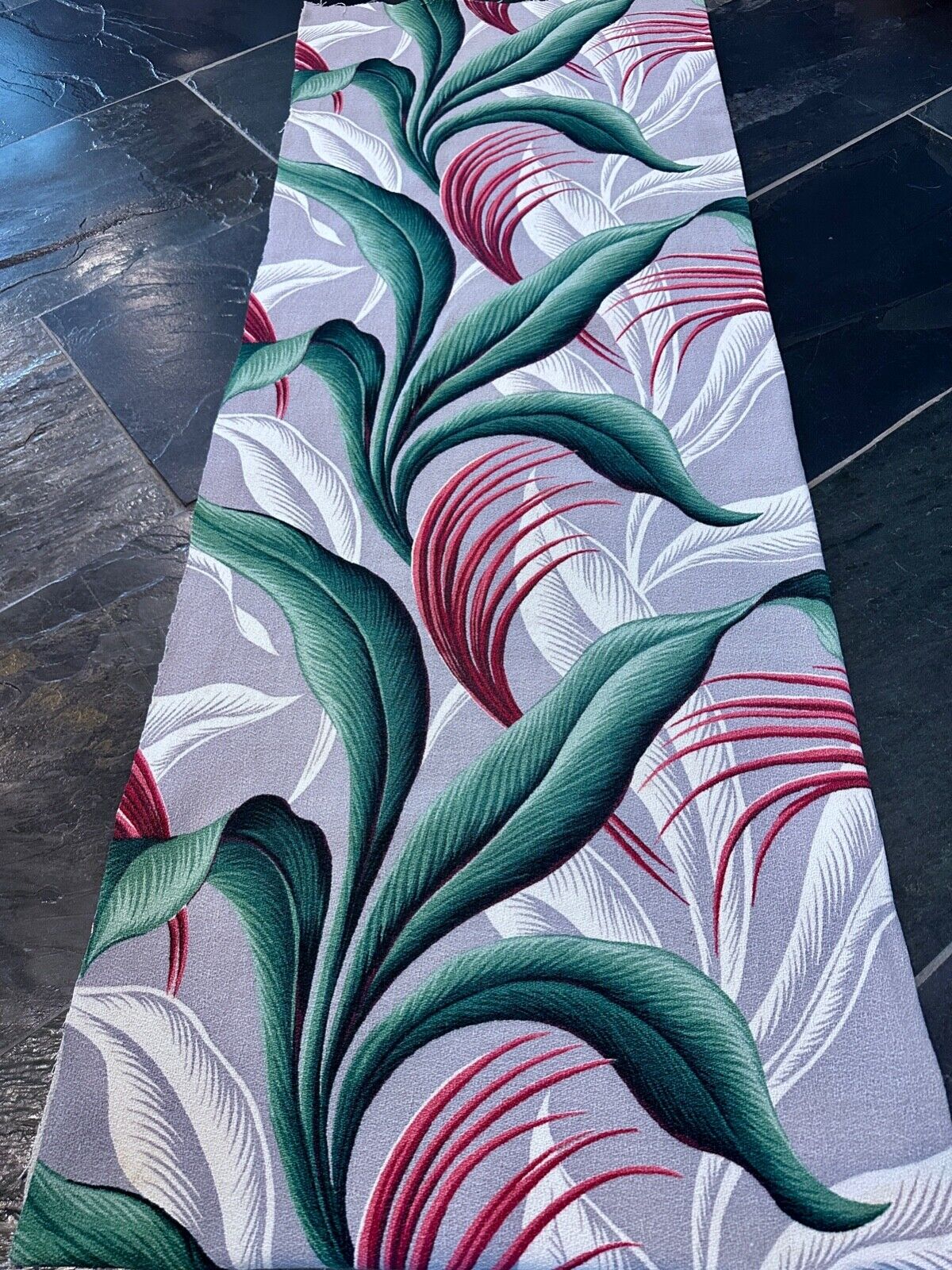 Flamboyant Leafy Los Angeles FRONDS Art Deco Authentic Barkcloth Vintage Fabric