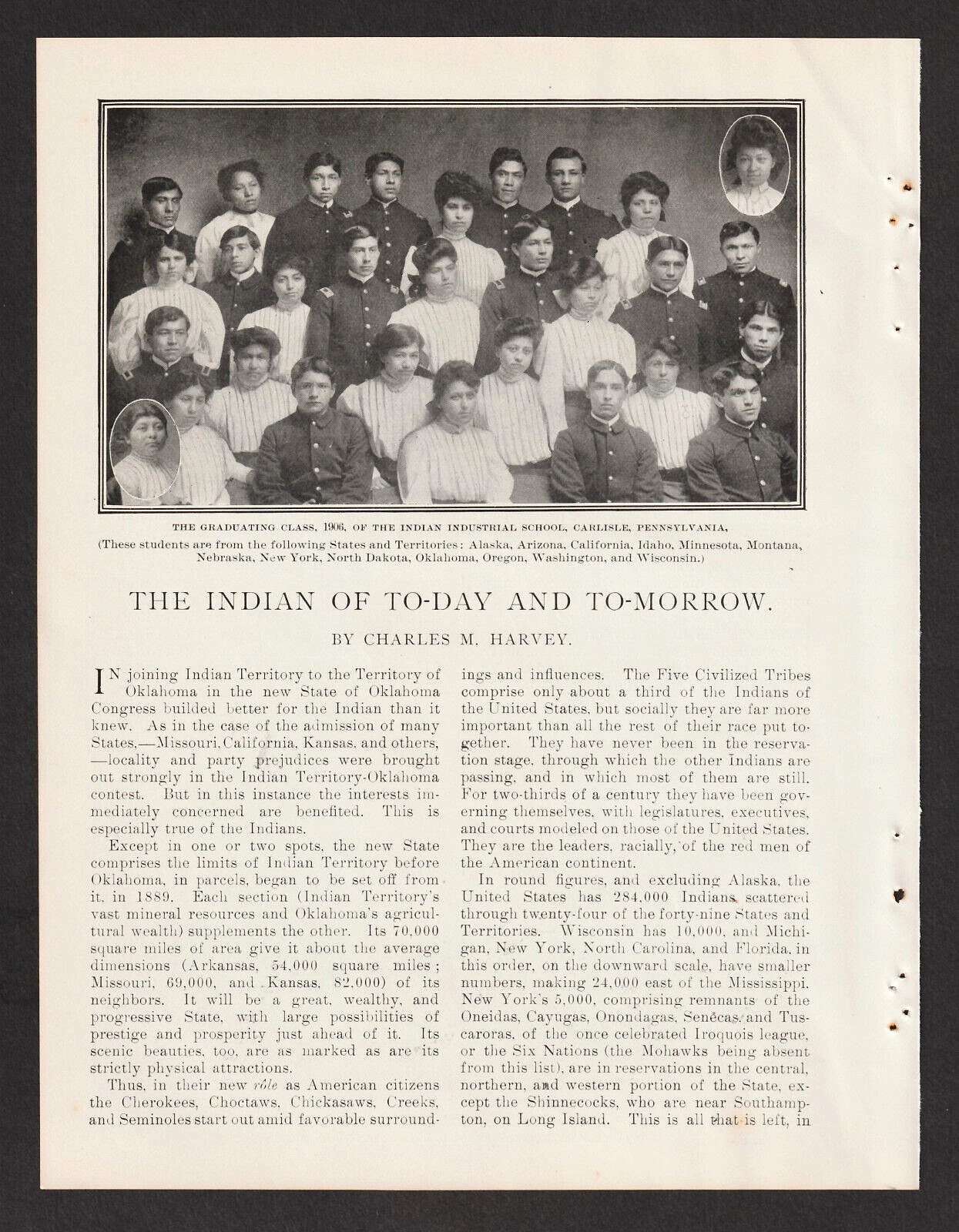 The Indian Of Today and Tomorrow 1906 Magazine Article Tribe Chiefs and Schools