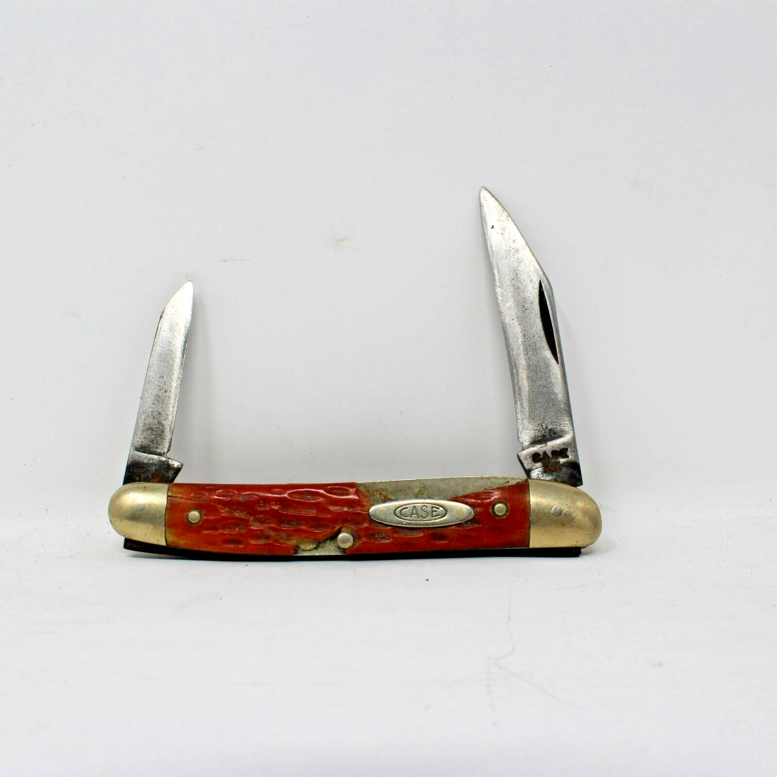 Rare Vintage Case XX Redbone Stockman Knife 06247 Pen 1940-64 Chipped Handle