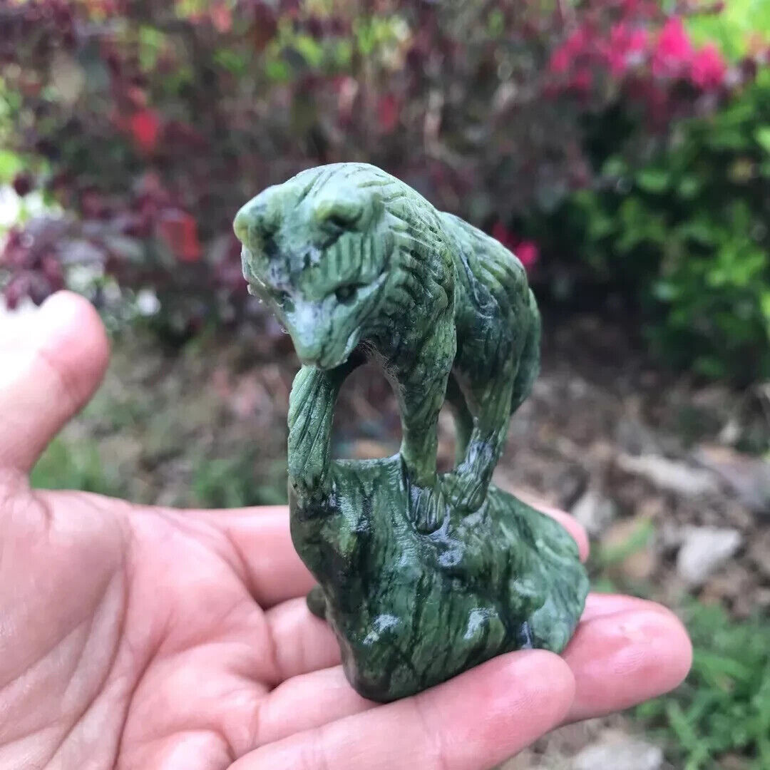 1pc Natural Jade Quartz Carved Wolf Skull Crystal Reiki Healing Gem Decor