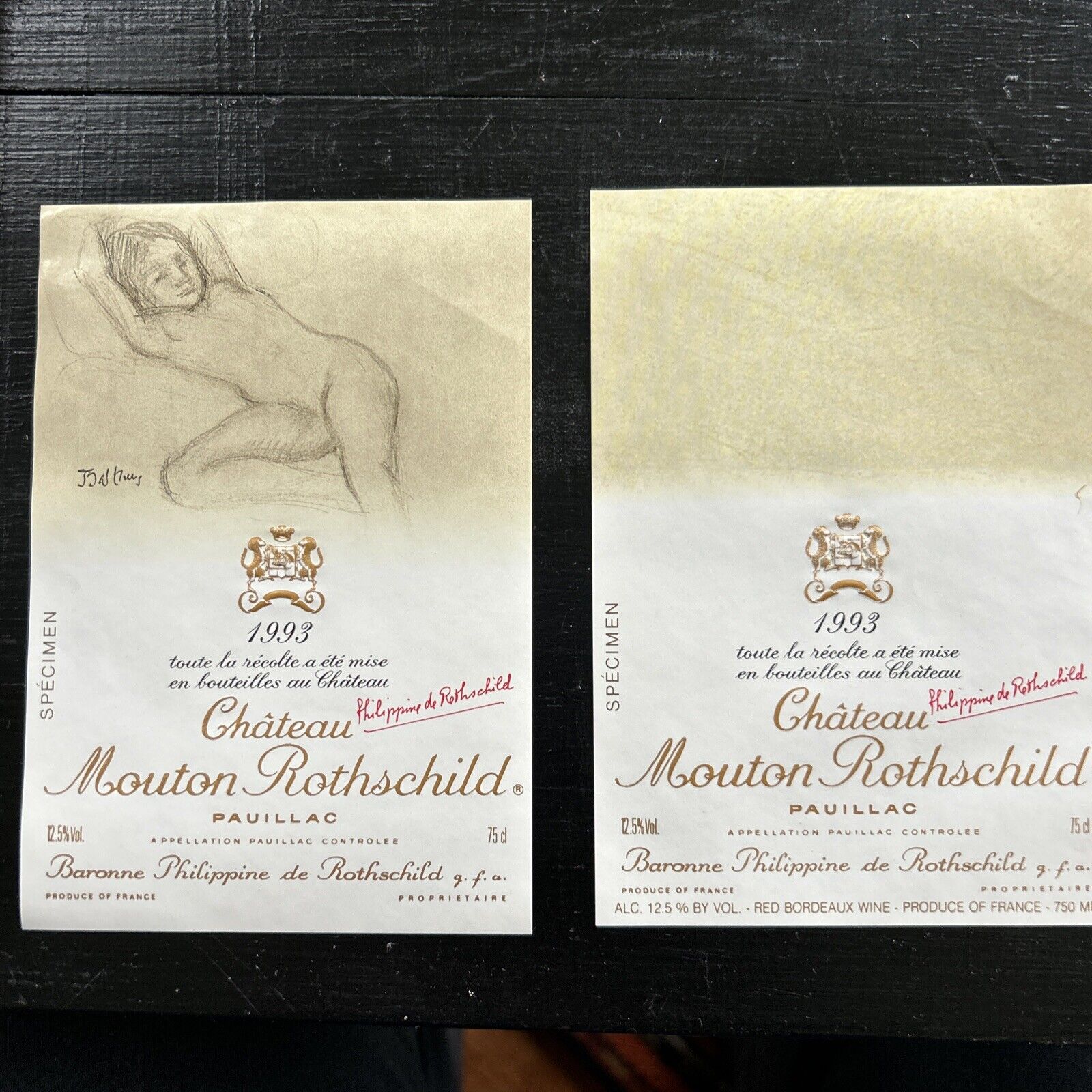 Chateau MOUTON Rothschild 1993  Censored & Uncensored Balthus Labels
