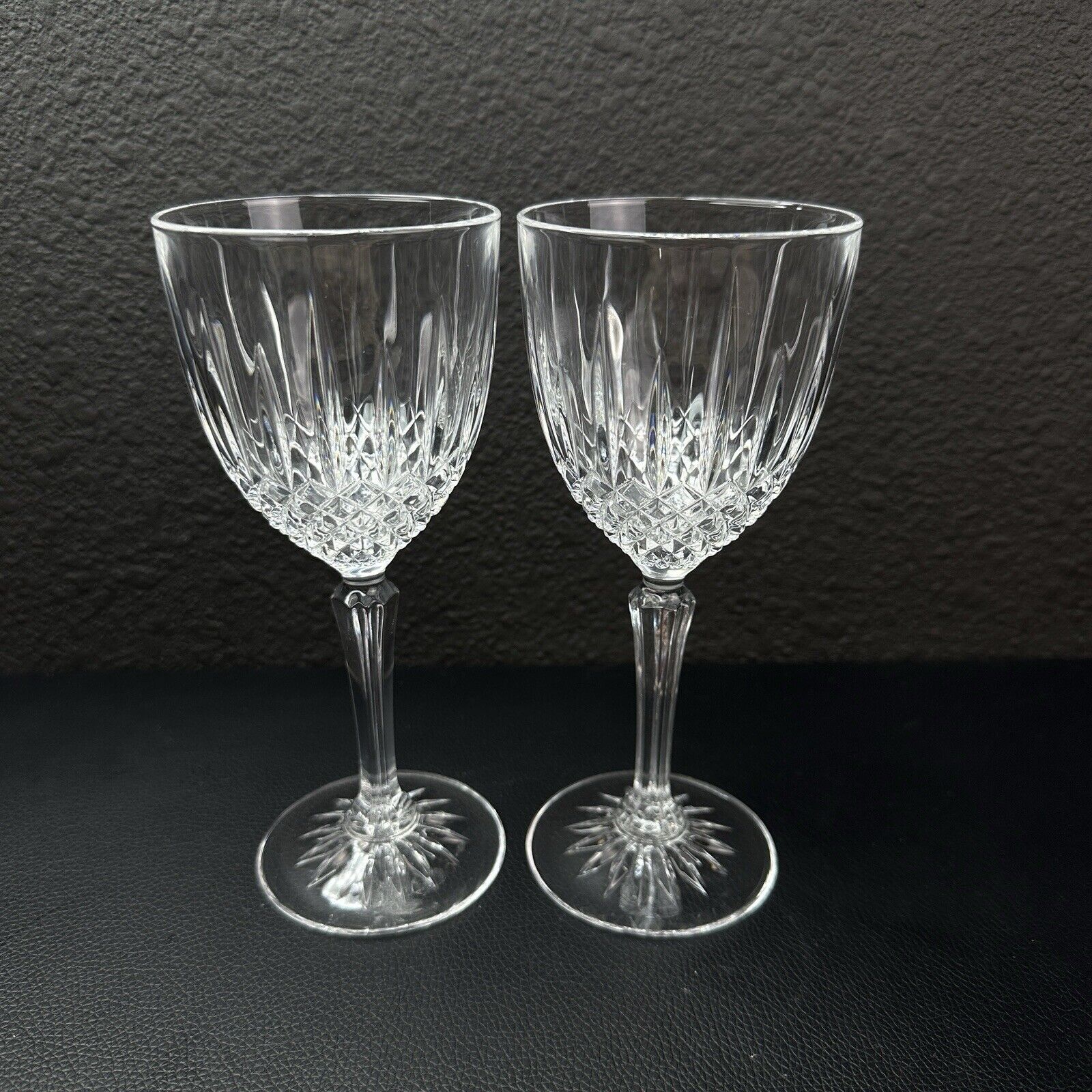 Vintage Cristal D\'Arques Durand CONSTANCE Crystal Wine Glass Set 2 MINT