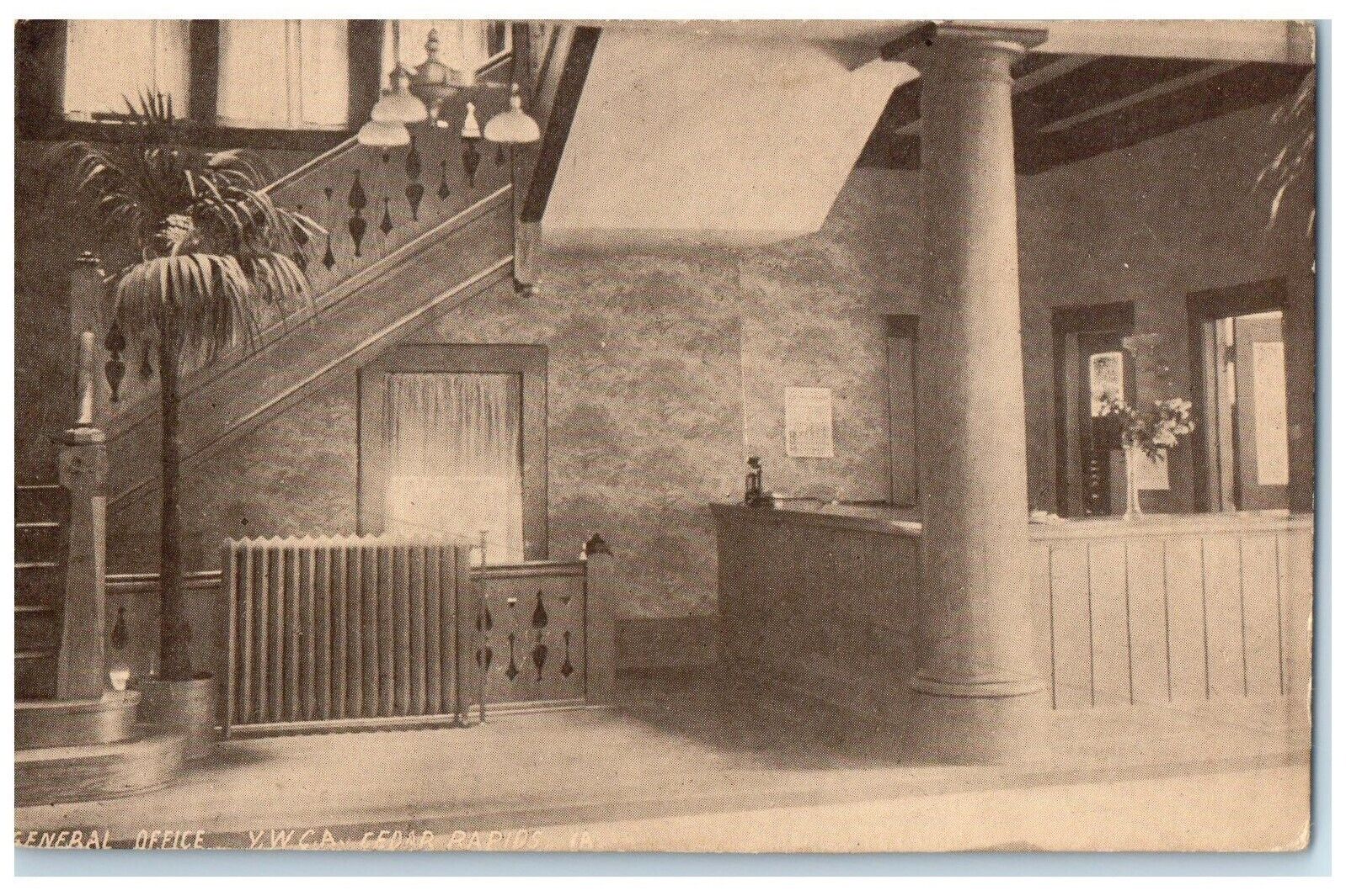 c1910's General Office Y.W.C.A. Interior Cedar Rapids Iowa IA Unposted Postcard