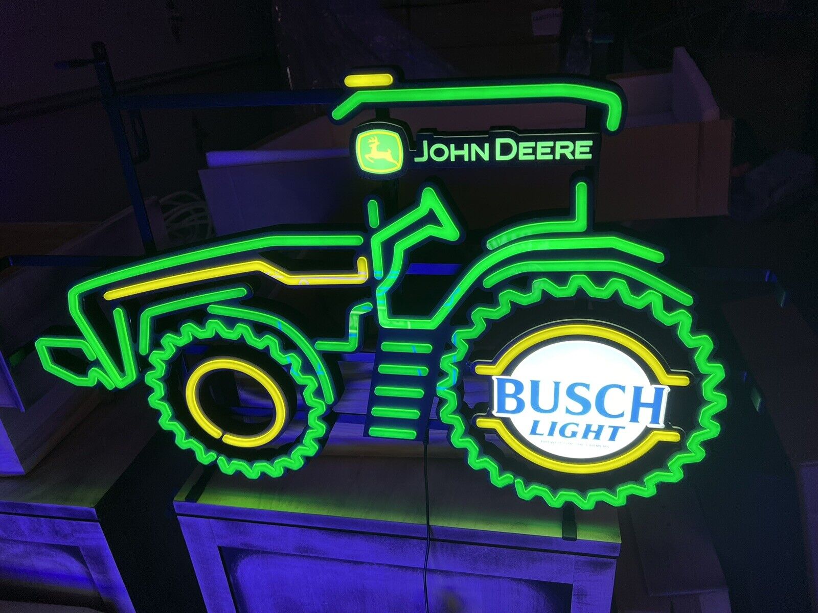 John Deere Tractor Busch Light Beer LED Farmers  - New in Box