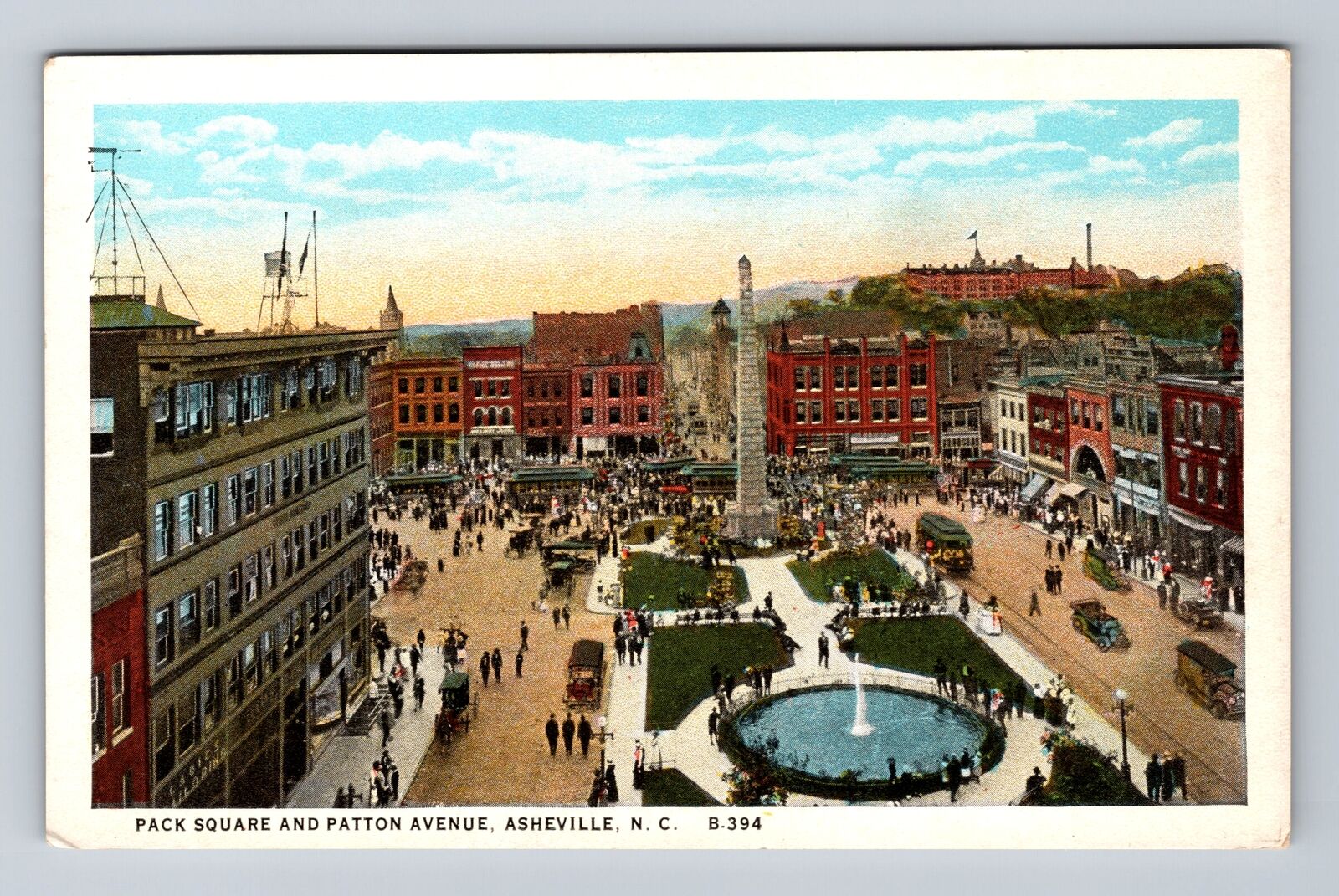 Asheville NC-North Carolina, Aerial Pack Square, Advertisement Vintage Postcard